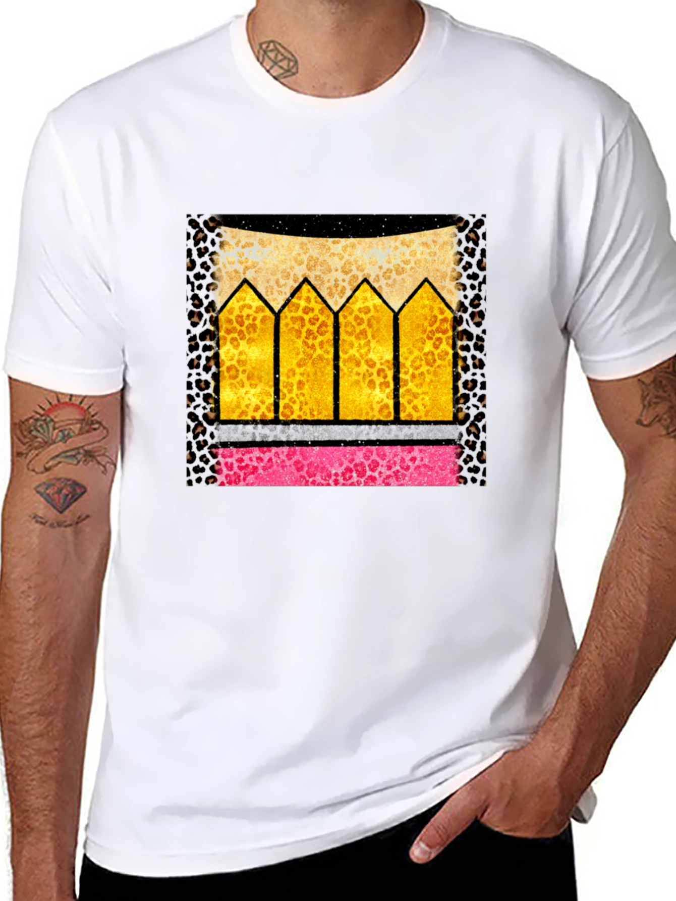 Leopard Print Pencil Graphic T-Shirt