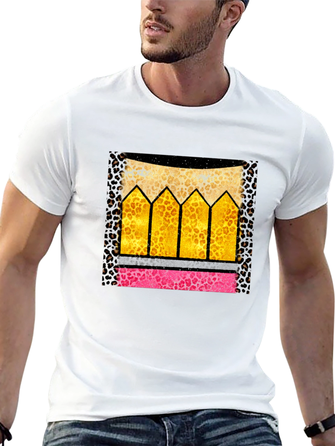 Leopard Print Pencil Graphic T-Shirt