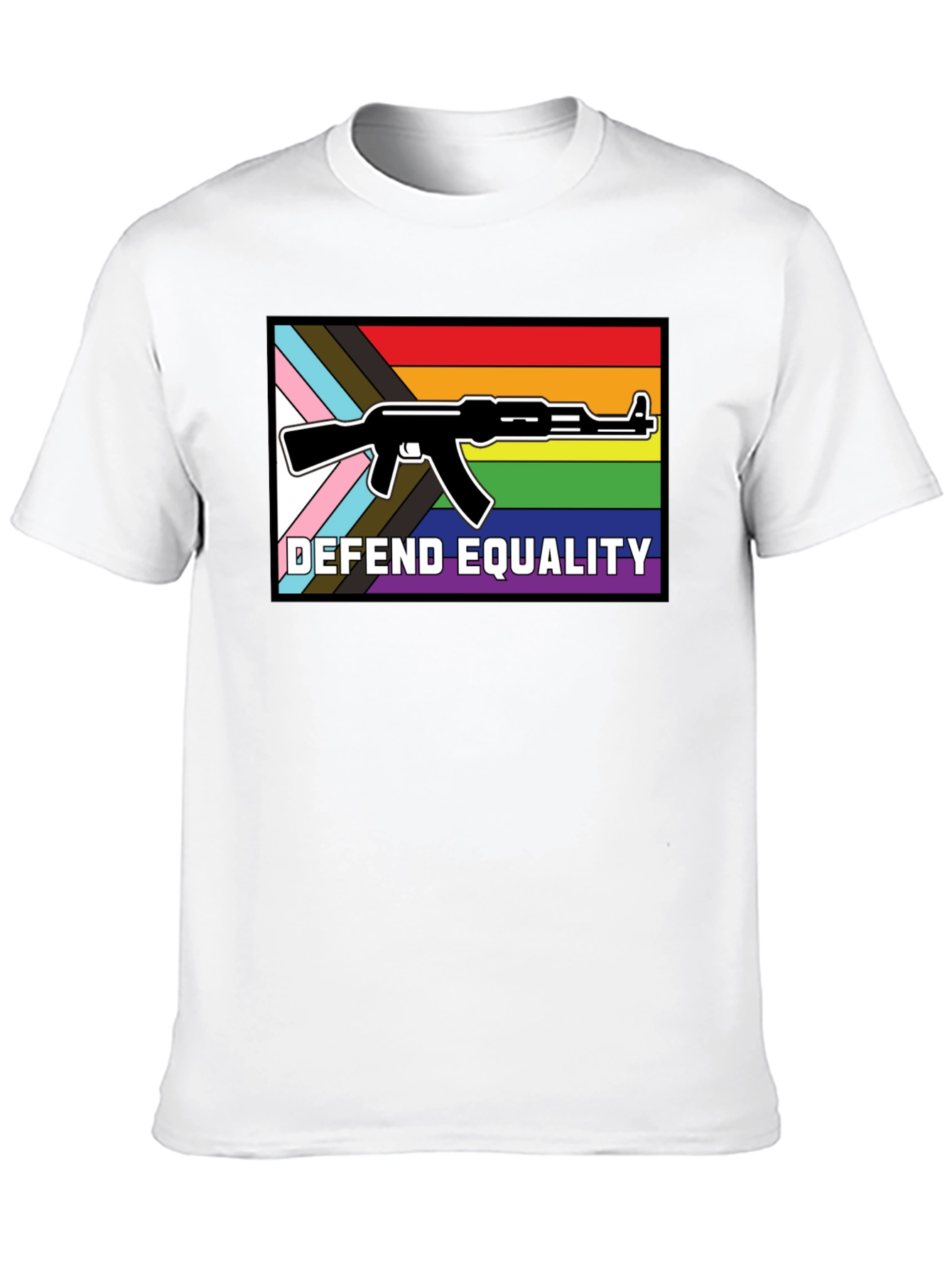 Defend Equality T-Shirt: LGBTQ+ Rights AK-47 Design