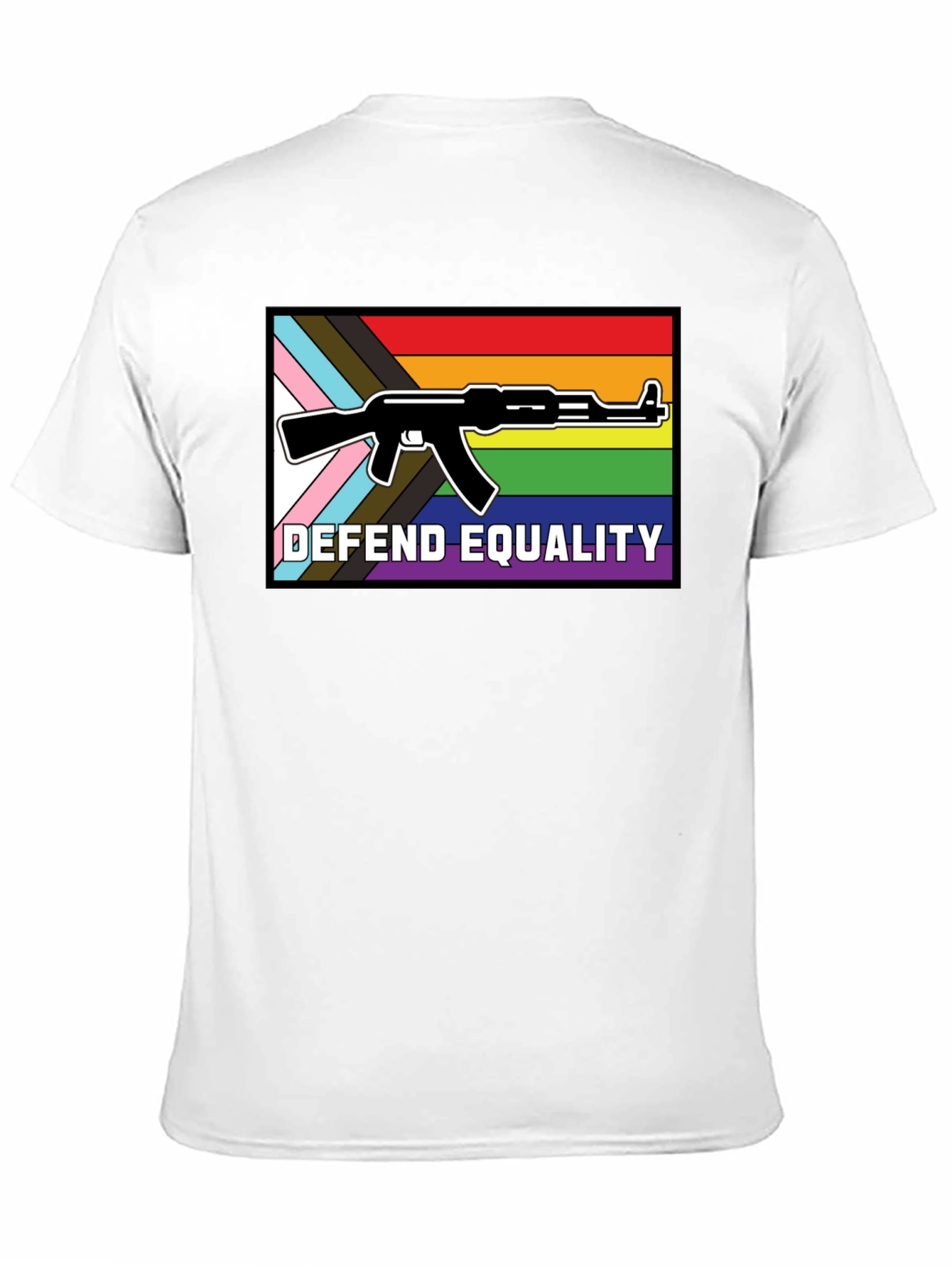 Defend Equality T-Shirt: LGBTQ+ Rights AK-47 Design