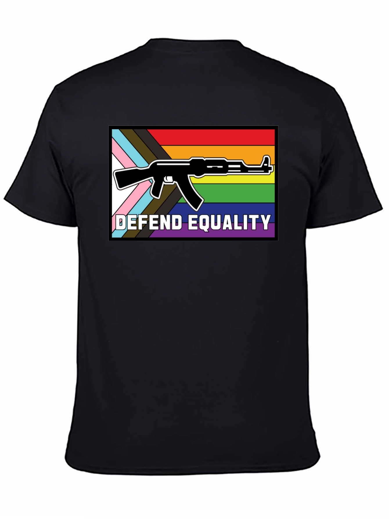 Defend Equality T-Shirt: LGBTQ+ Rights AK-47 Design