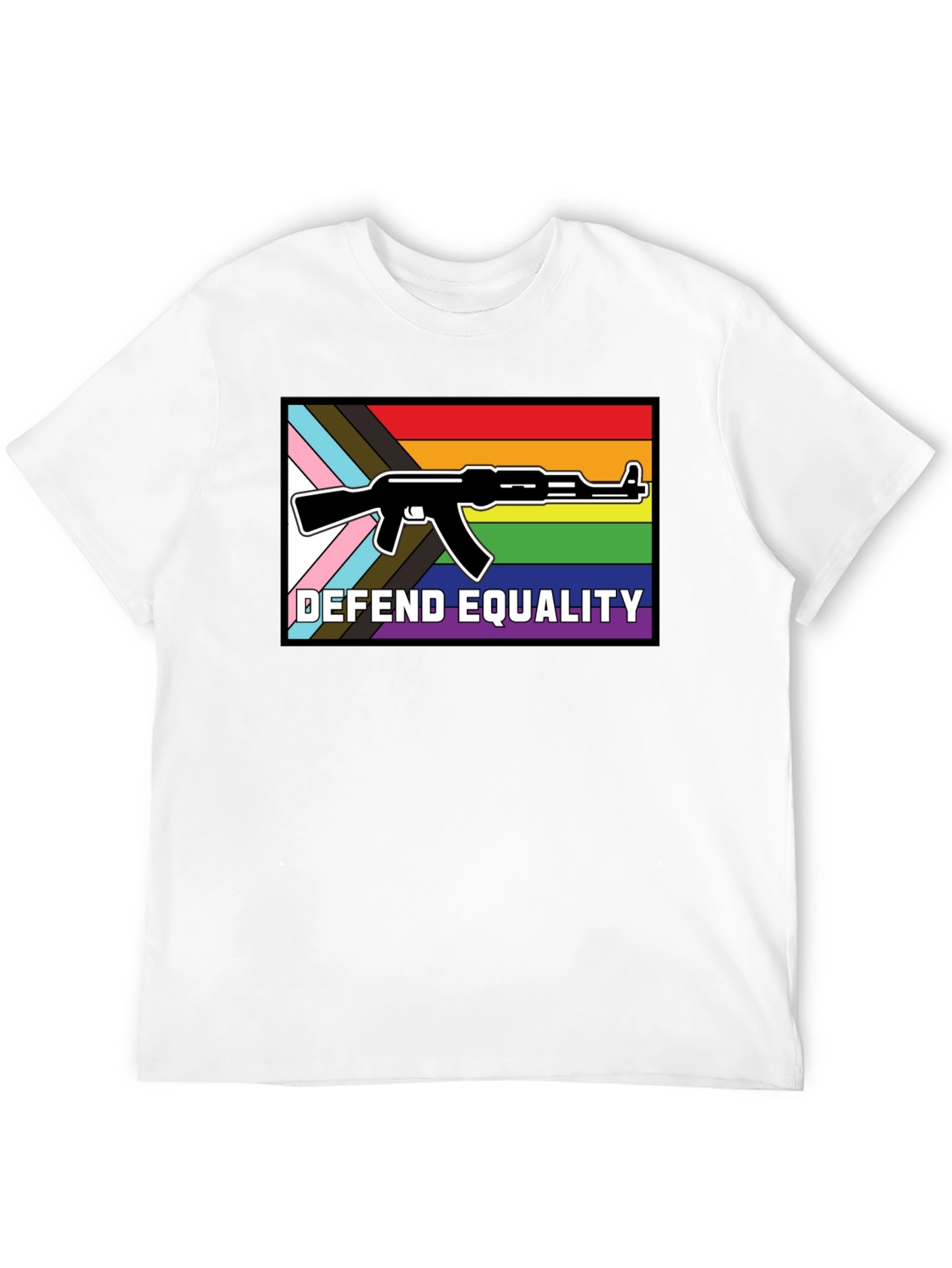 Defend Equality T-Shirt: LGBTQ+ Rights AK-47 Design