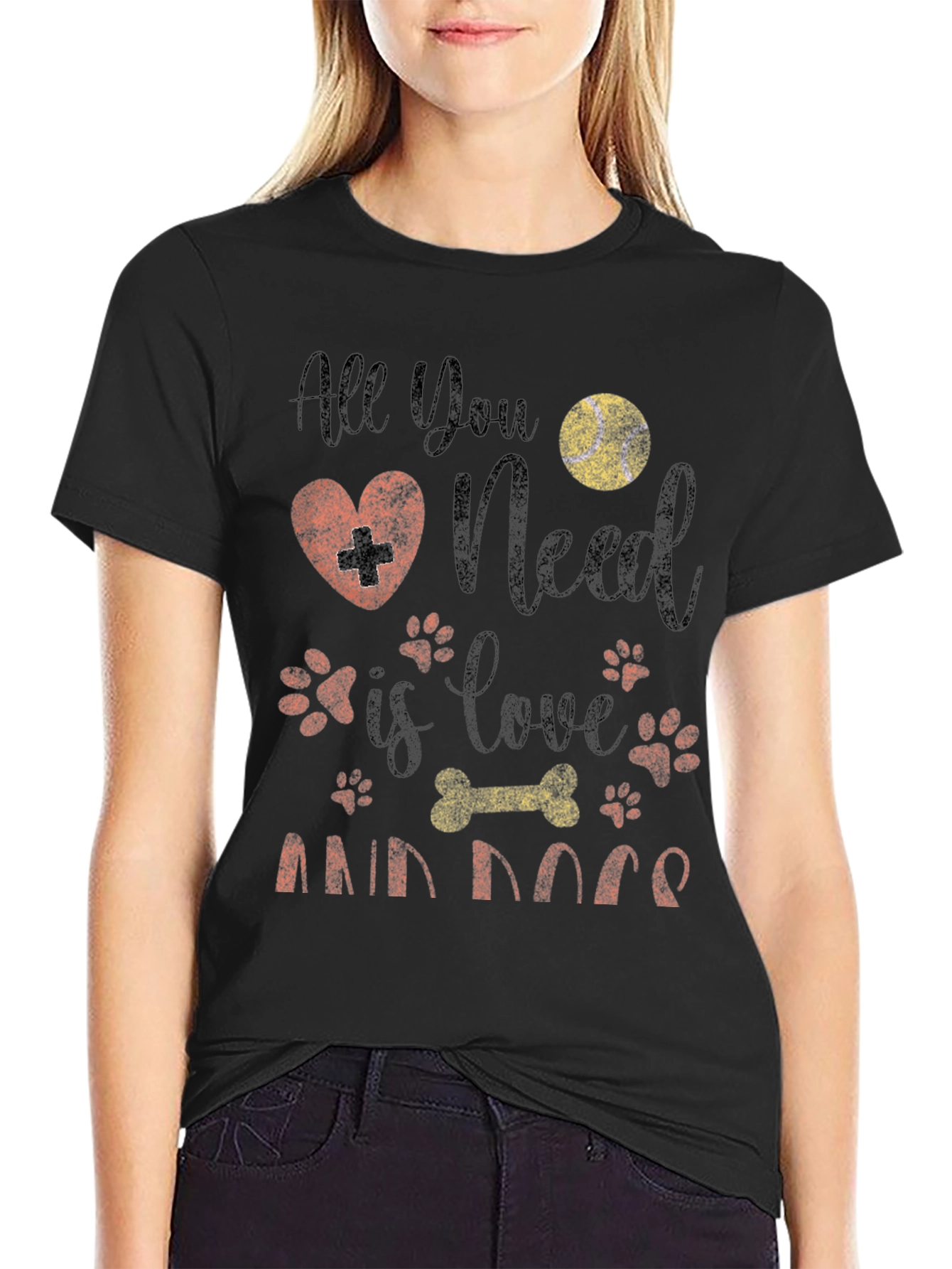 All You Need is Love and Dogs Black T-Shirt