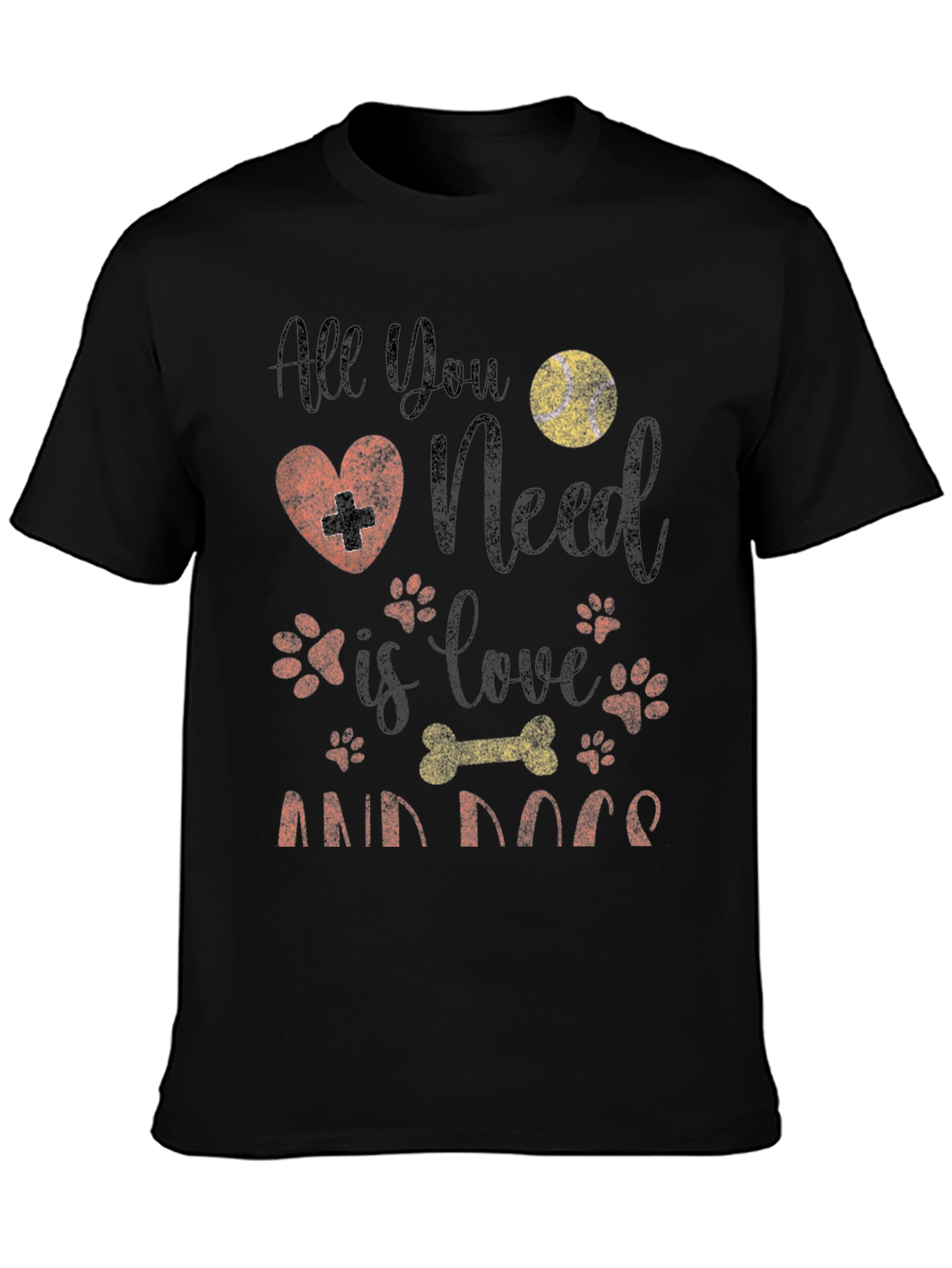 All You Need is Love and Dogs Black T-Shirt