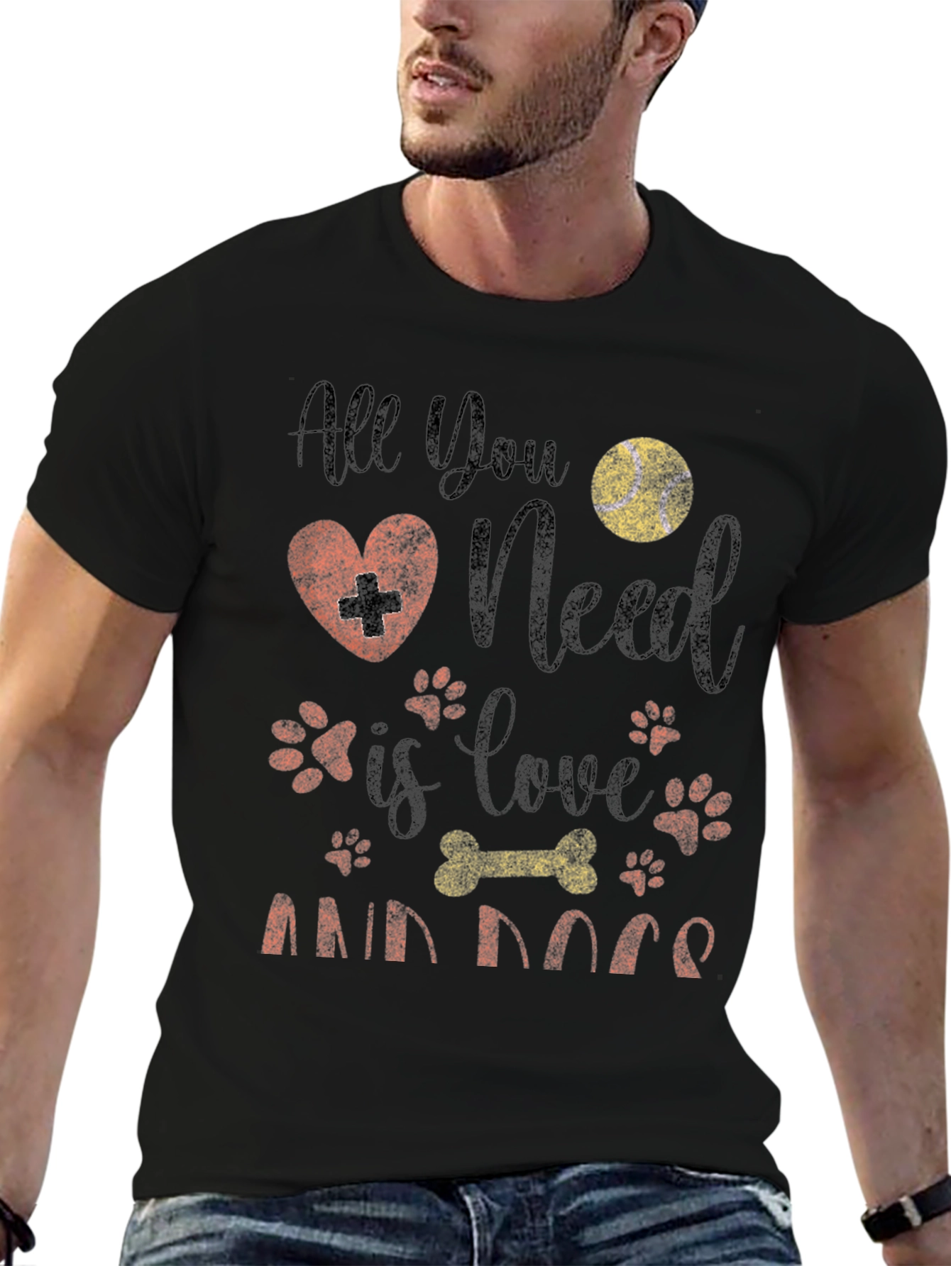 All You Need is Love and Dogs Black T-Shirt