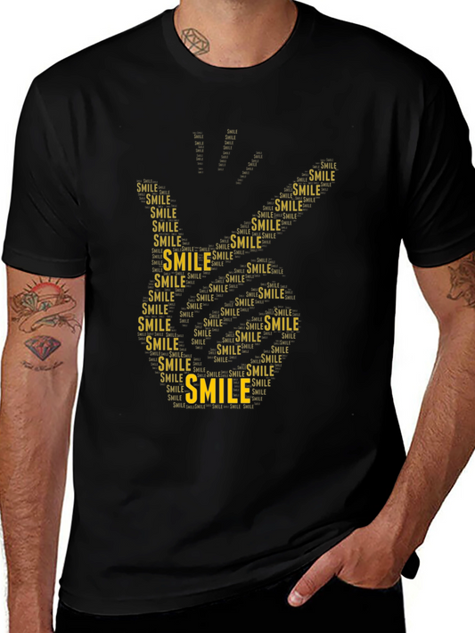 Smile Word Art Hand Print T-Shirt