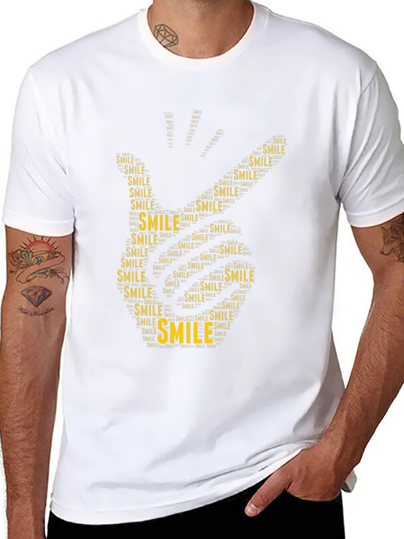 Smile Word Art Hand Print T-Shirt