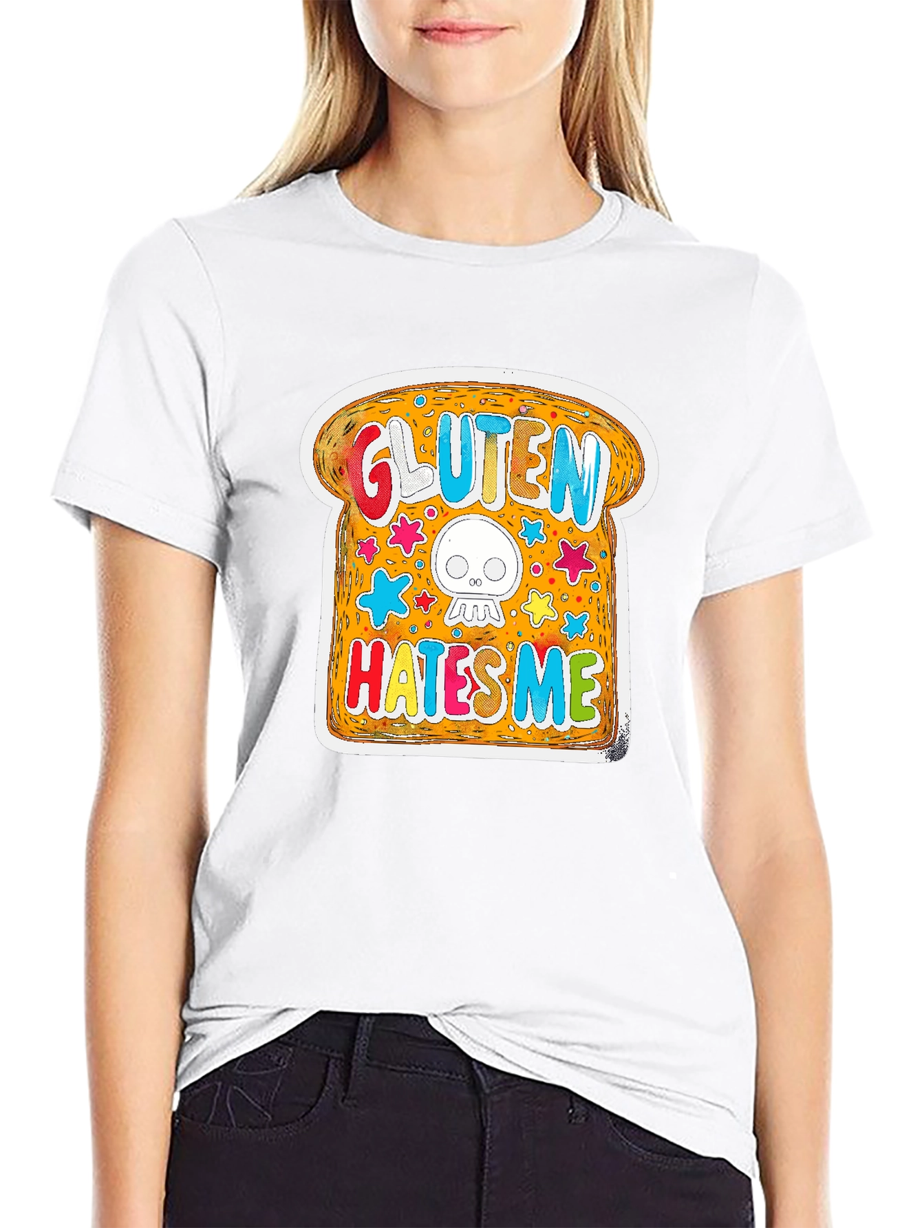Gluten Hates Me T-Shirt Funny Graphic Novelty Tee