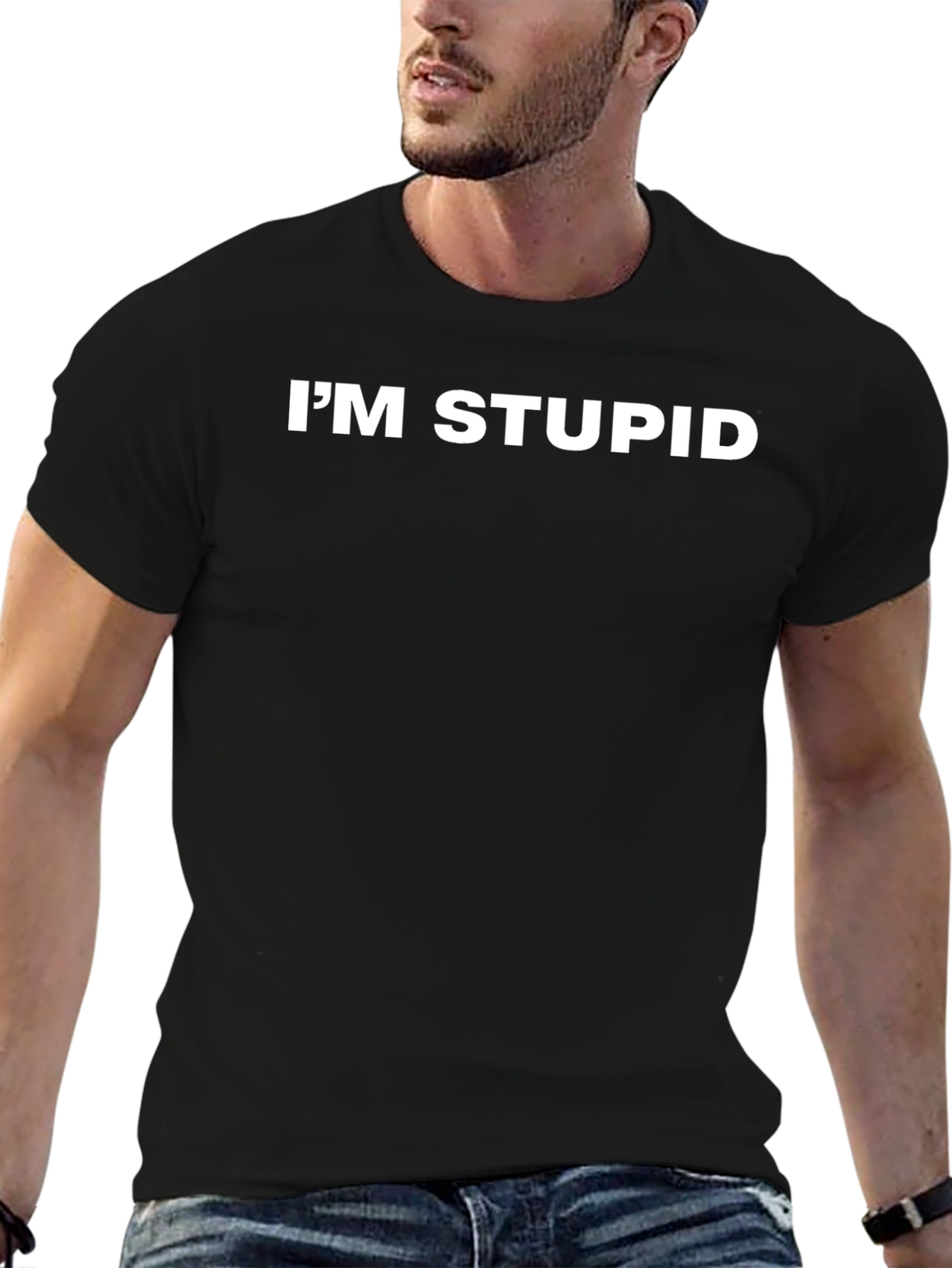 Im Stupid Graphic Tee - Black Crew Neck T-Shirt