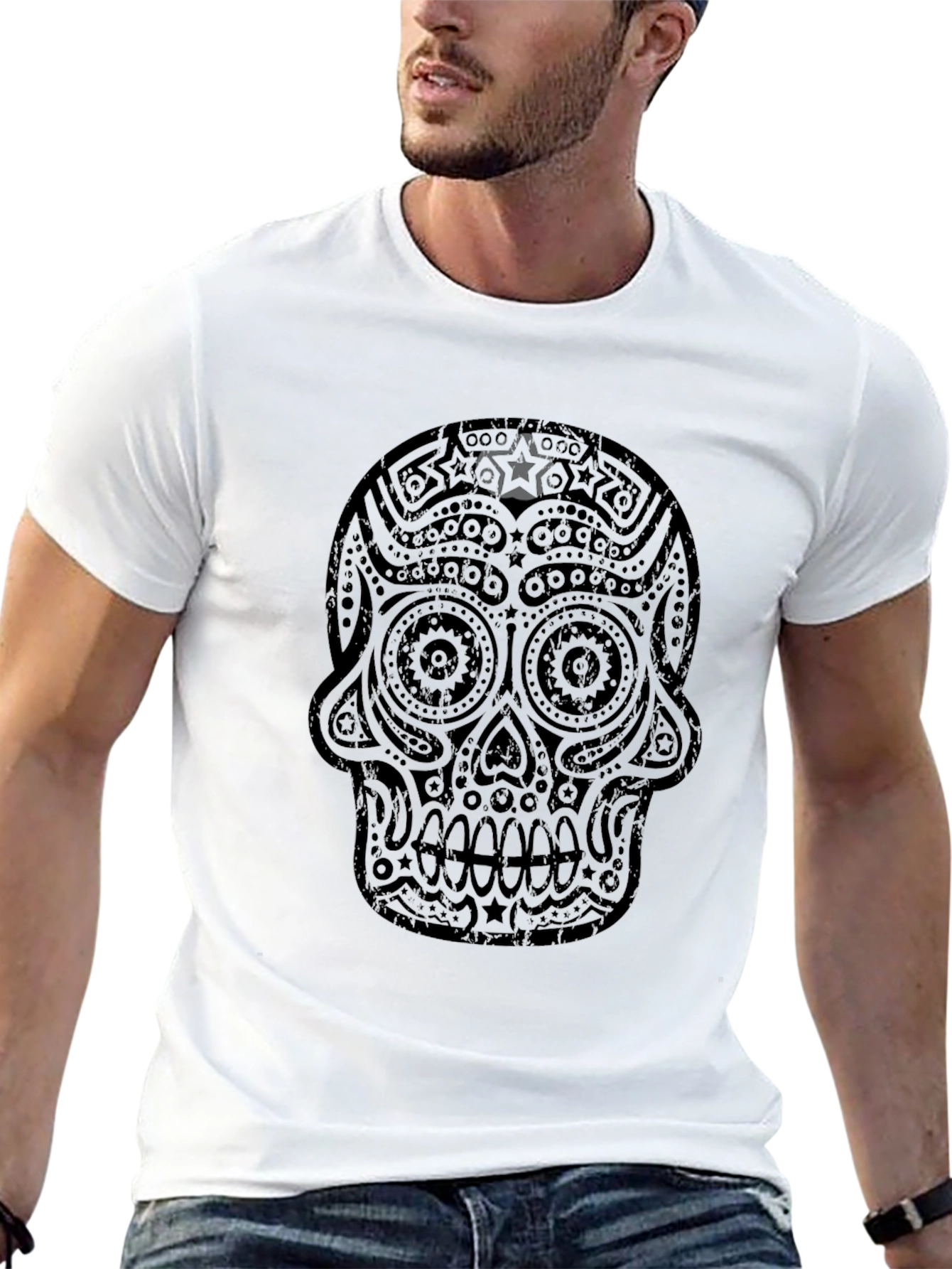 Sugar Skull Graphic Tee - Black Casual T-Shirt