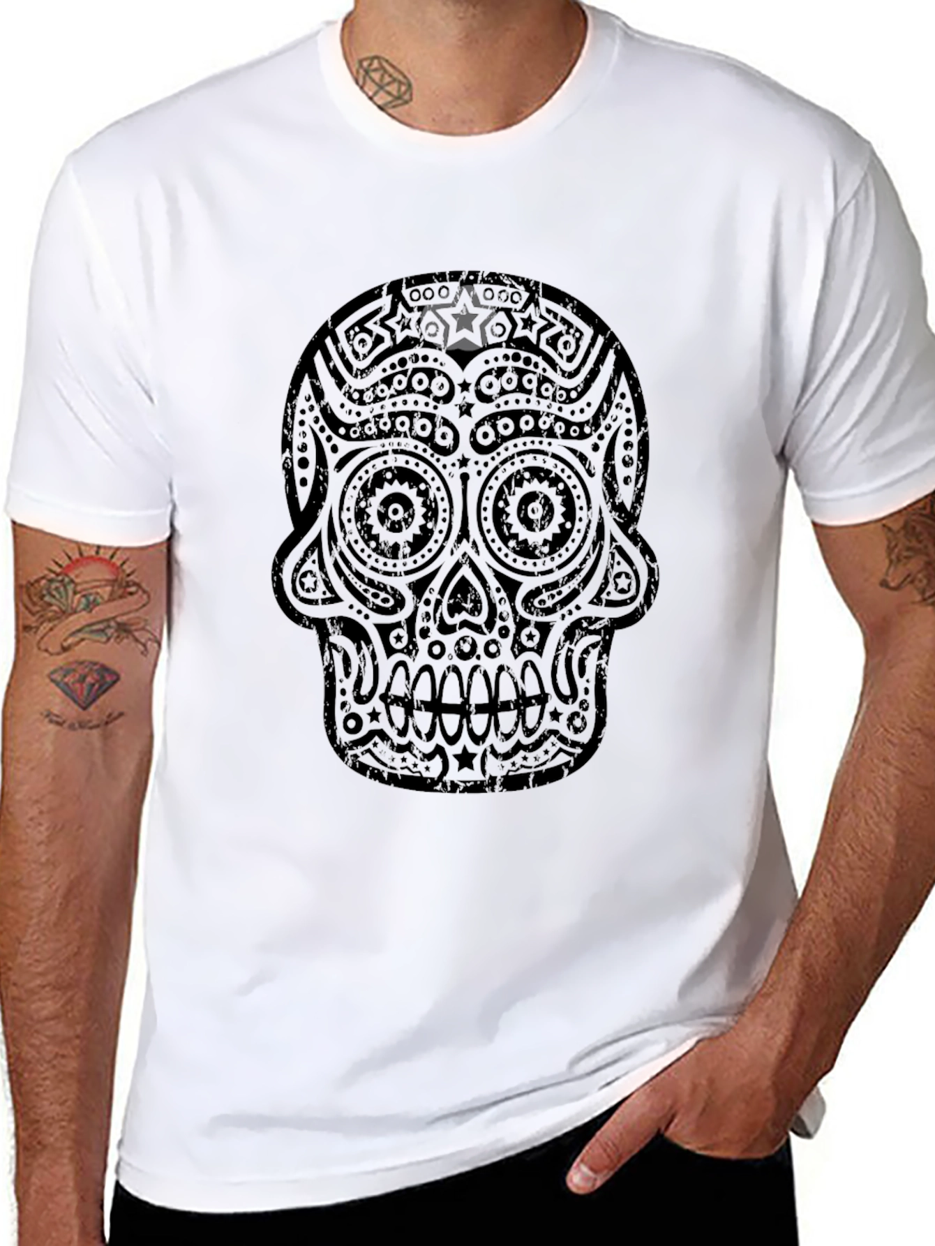 Sugar Skull Graphic Tee - Black Casual T-Shirt