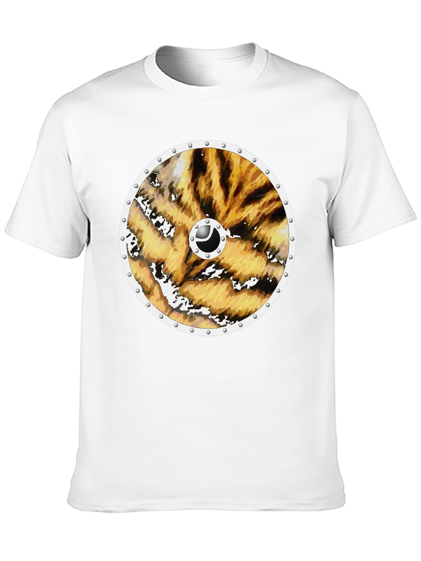 Tiger Print Viking Shield Black Tee