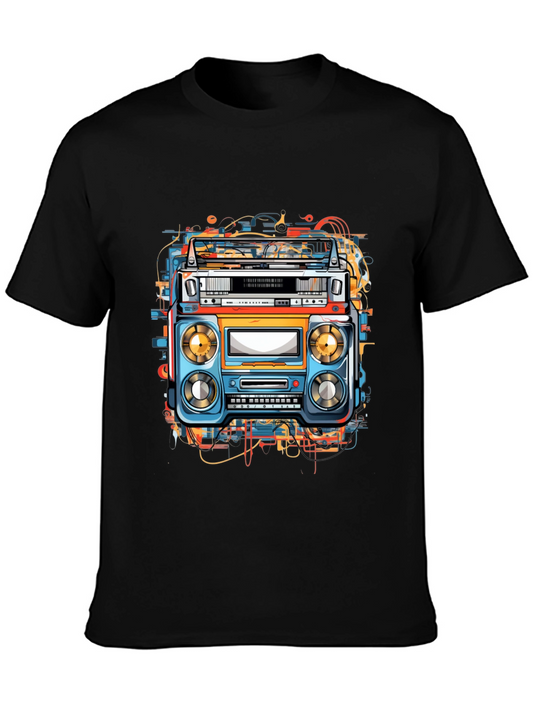 Retro Boombox Graphic Tee - Cool Vintage Style