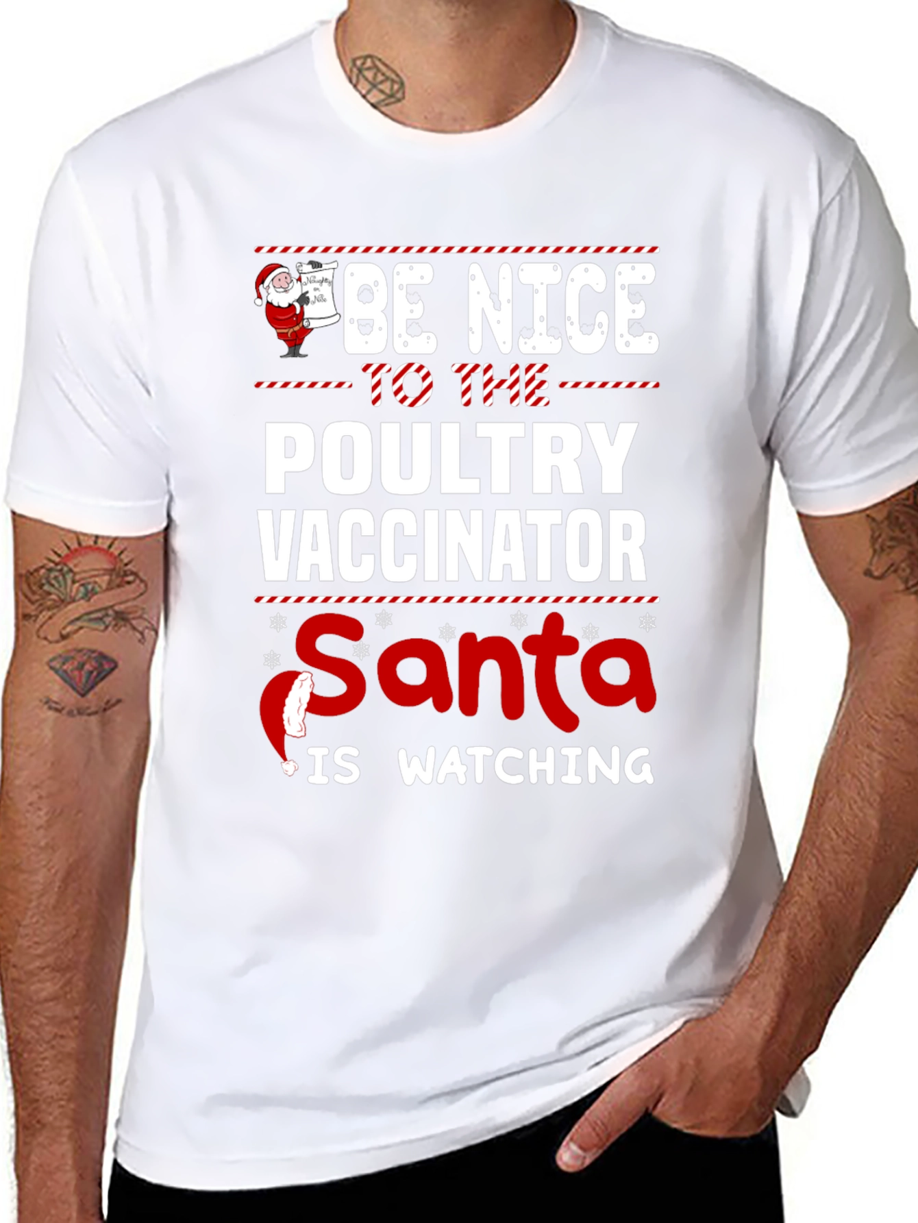 Be Nice to the Poultry Vaccinator Santa T-Shirt