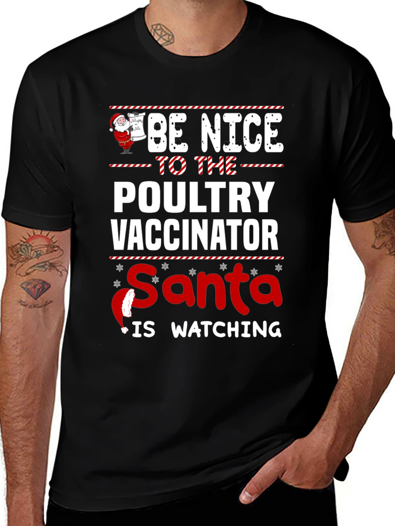 Be Nice to the Poultry Vaccinator Santa T-Shirt