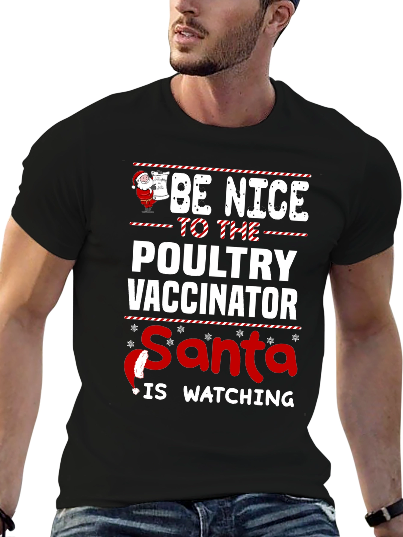 Be Nice to the Poultry Vaccinator Santa T-Shirt