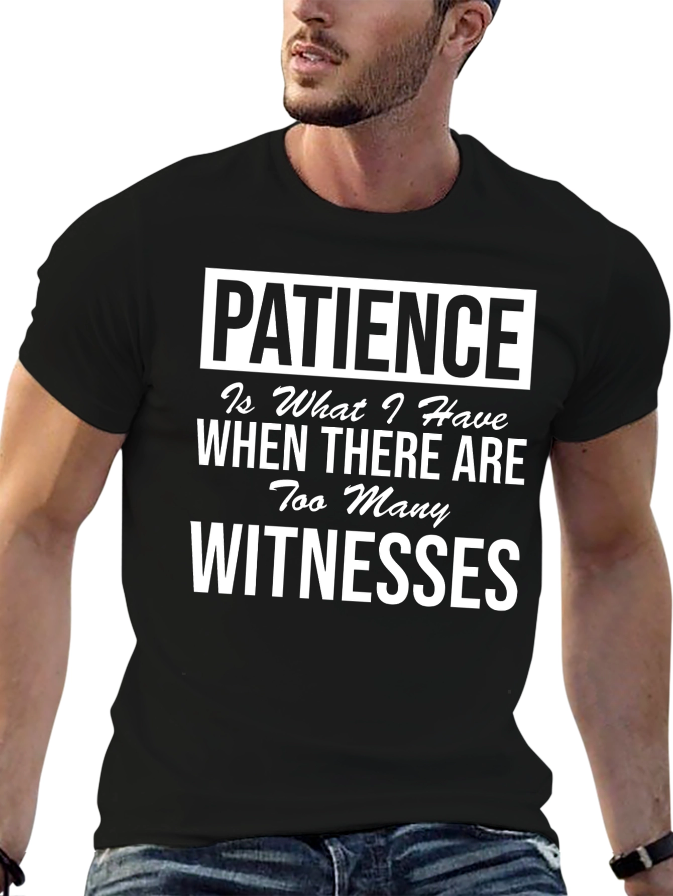 Patience Funny Graphic Tee - Black