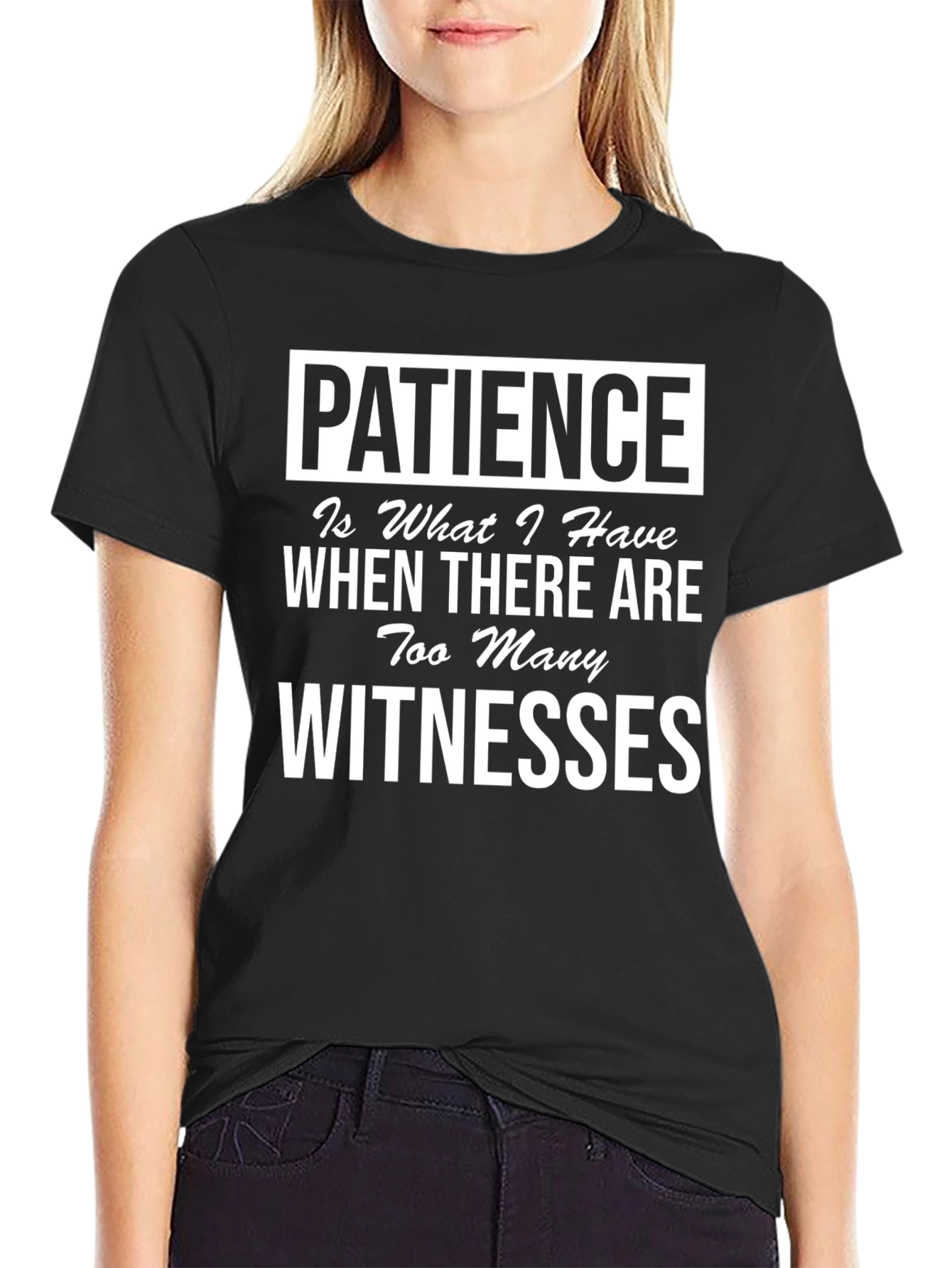Patience Funny Graphic Tee - Black