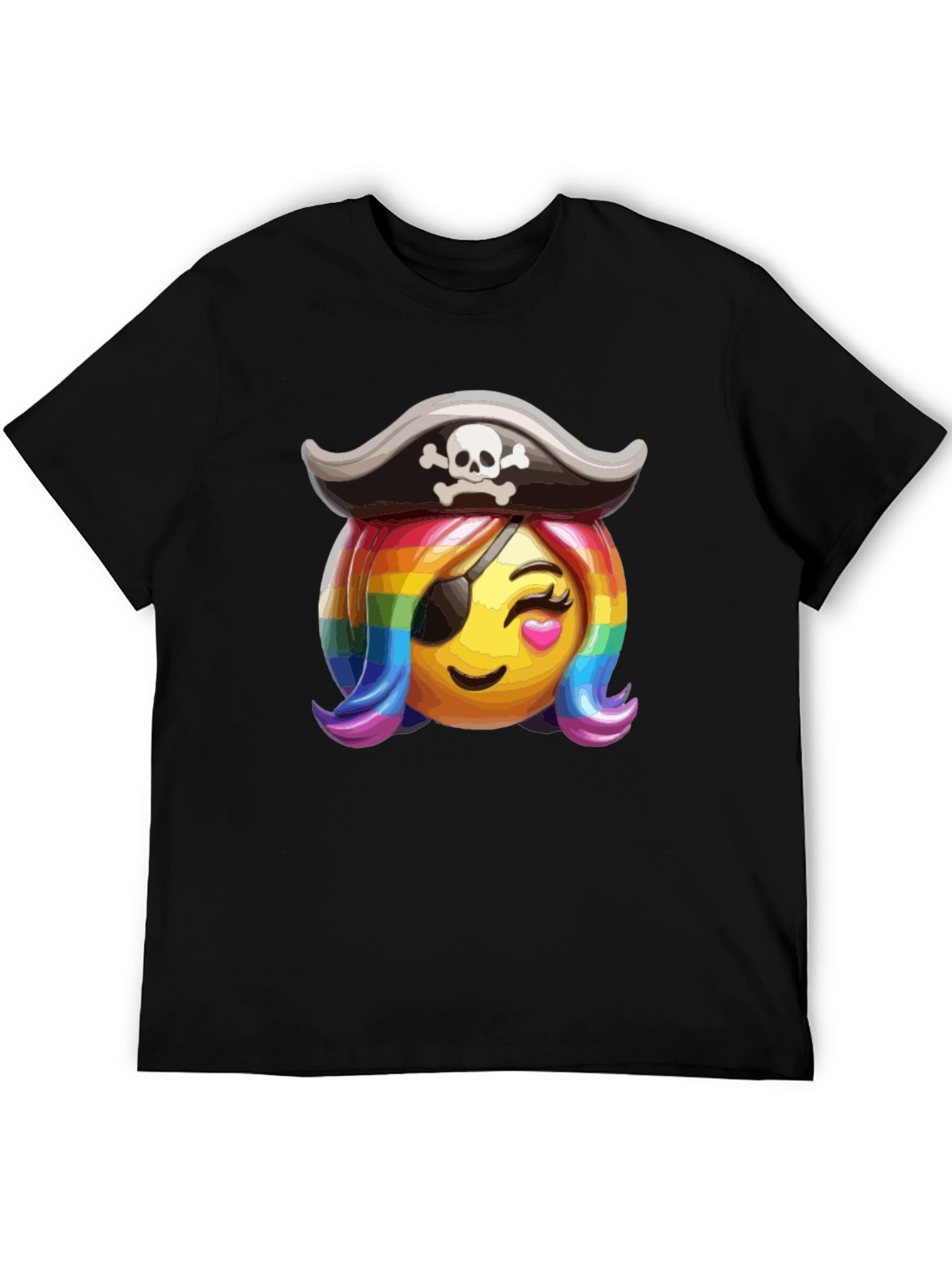 Pirate Emoji Rainbow Hair T-Shirt