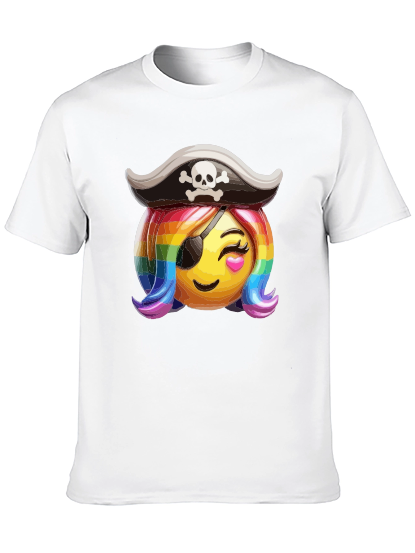 Pirate Emoji Rainbow Hair T-Shirt