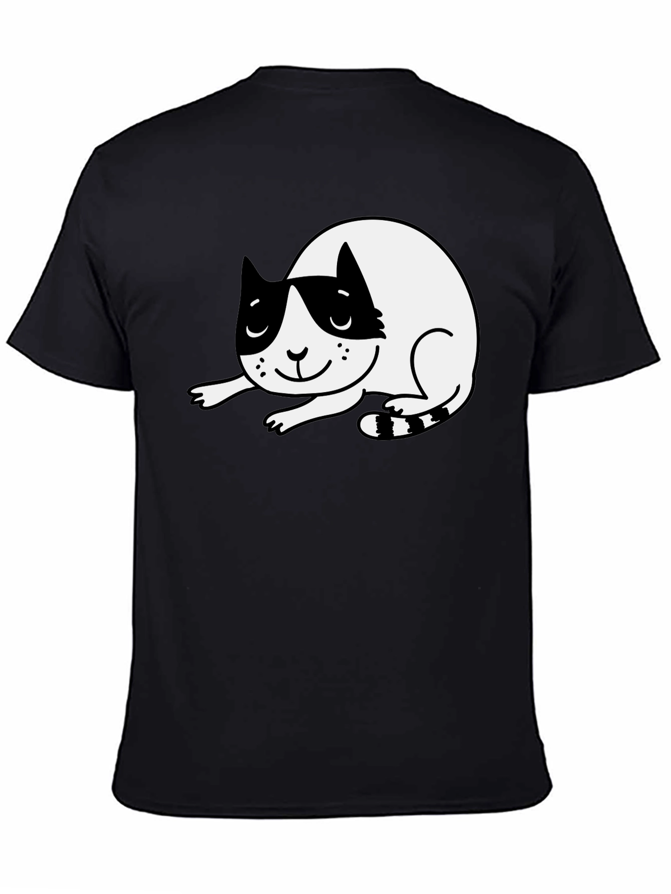 Cute Cartoon Cat Black T-Shirt
