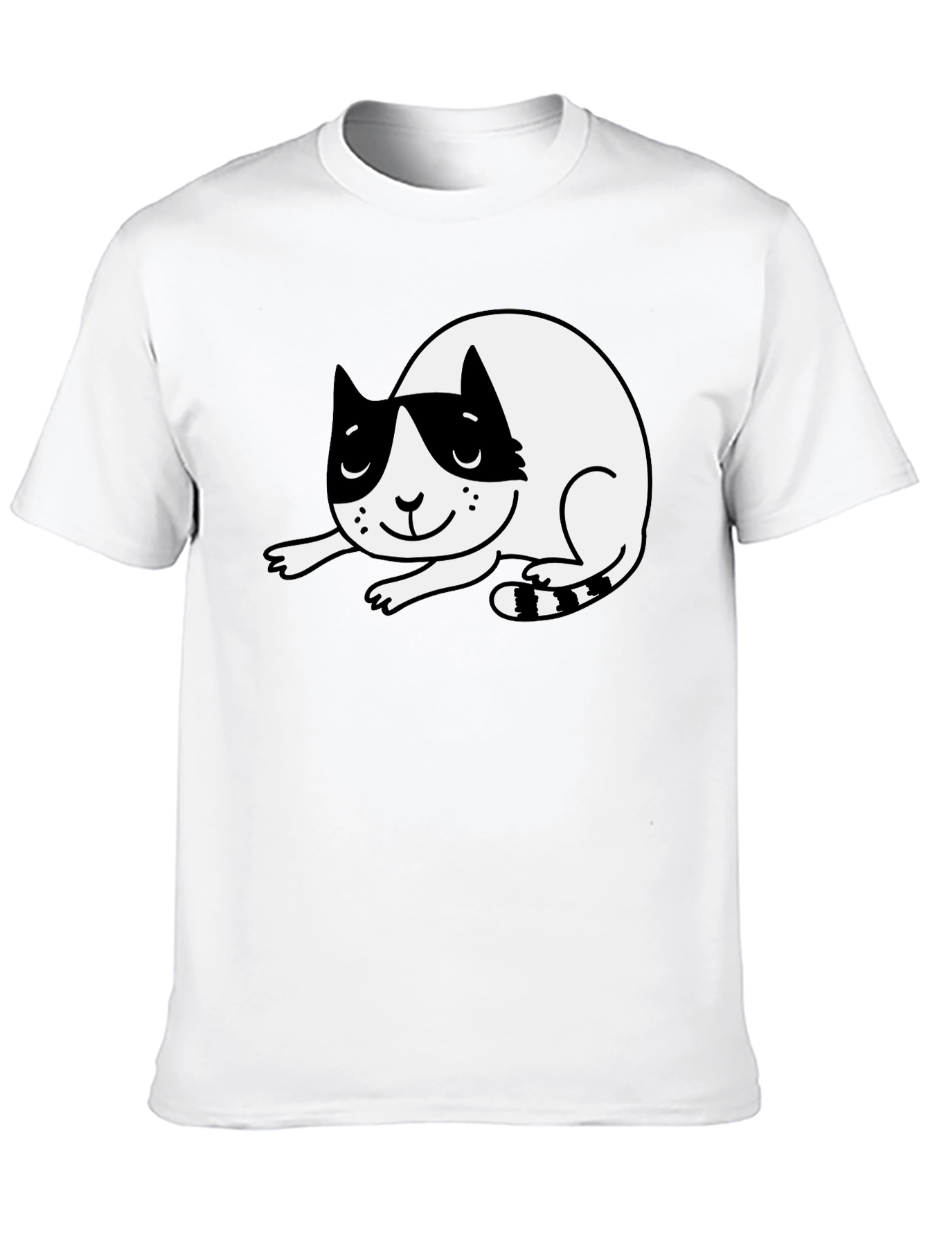 Cute Cartoon Cat Black T-Shirt