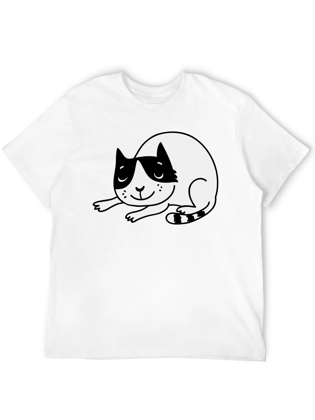 Cute Cartoon Cat Black T-Shirt