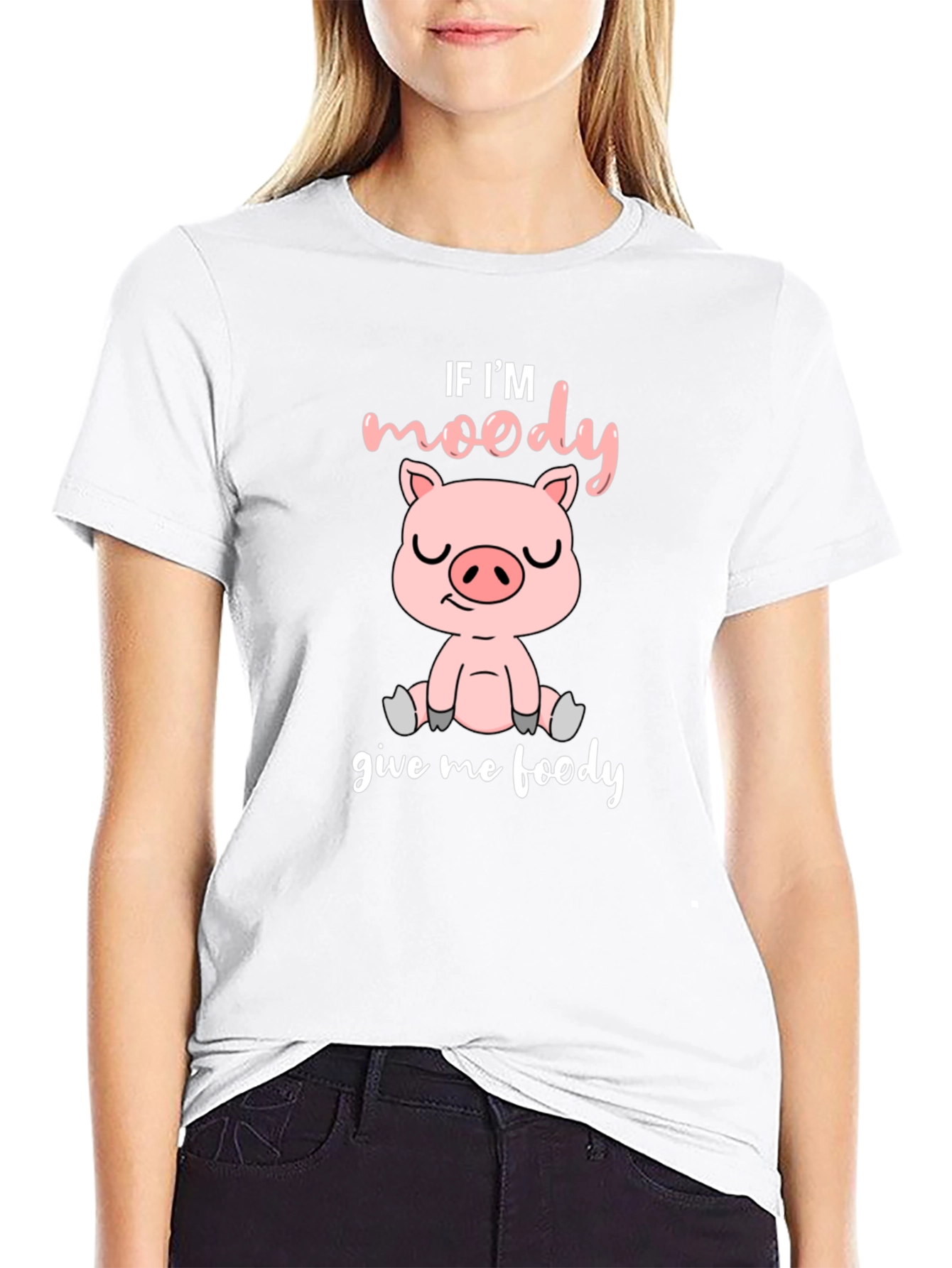 Moody Pig Black T-Shirt - Funny Animal Graphic Tee