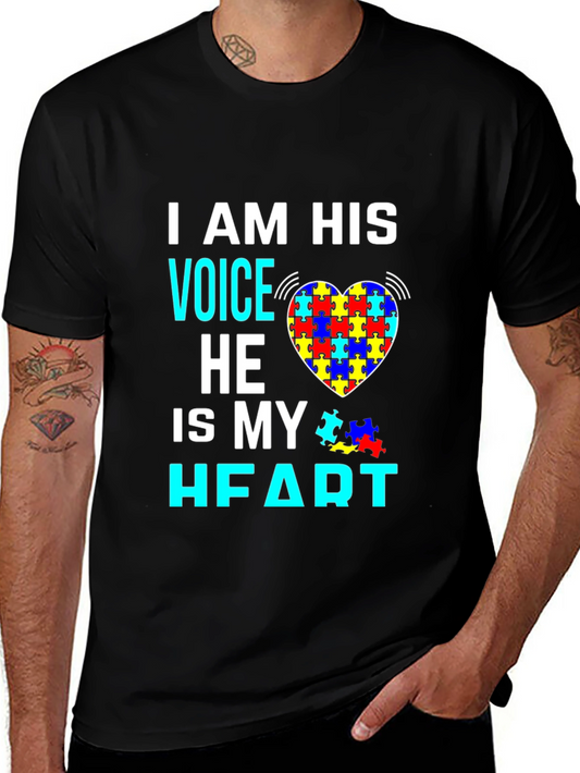 Autism Awareness T-Shirt: I Am His Voice He Is My Heart