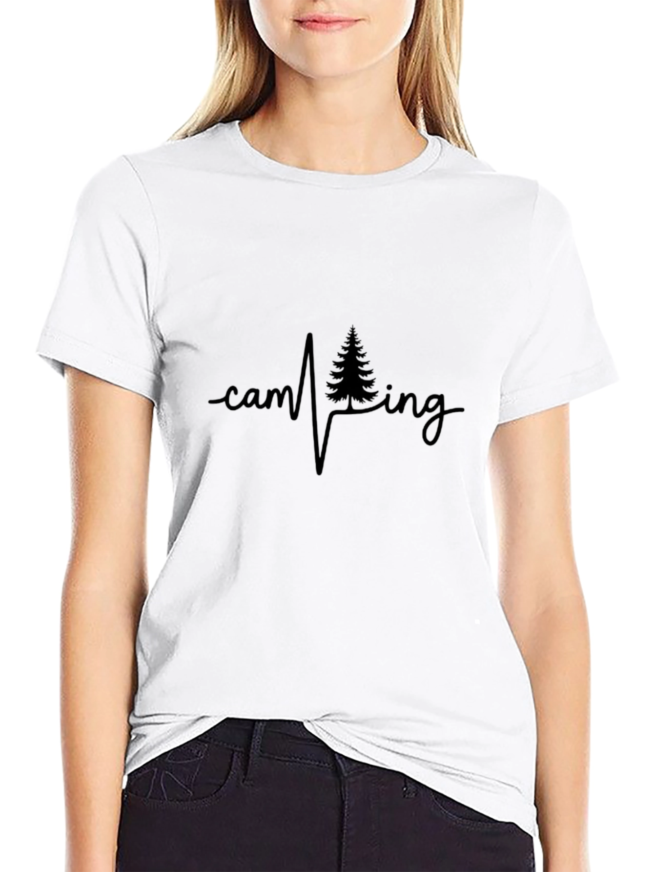 Camping Heartbeat Black T-Shirt