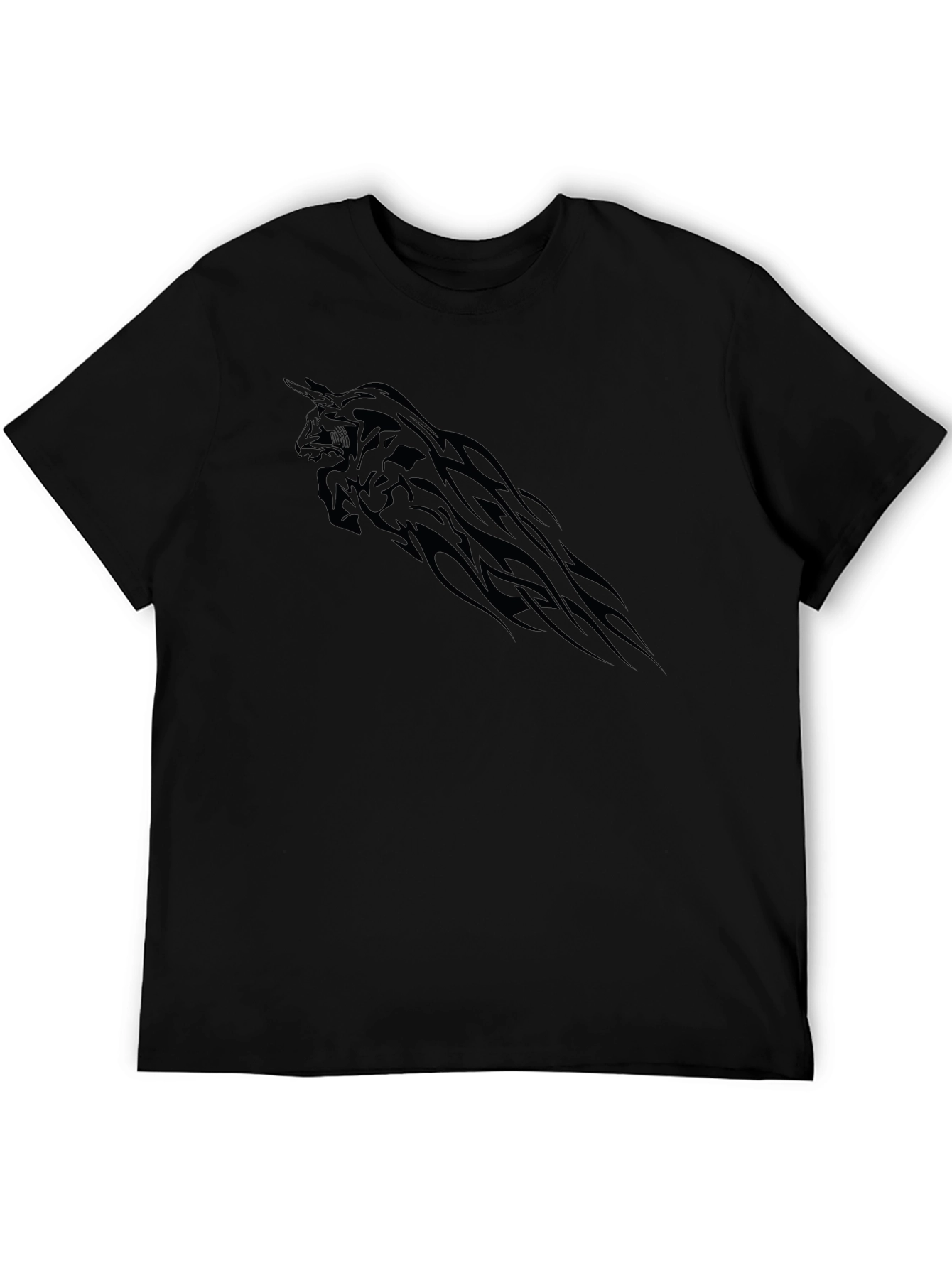 Black T-Shirt with Tribal Bull Graphic