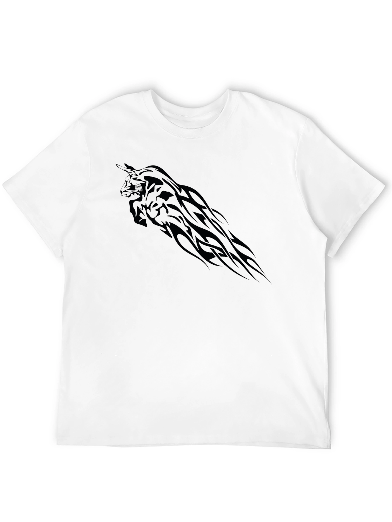 Black T-Shirt with Tribal Bull Graphic