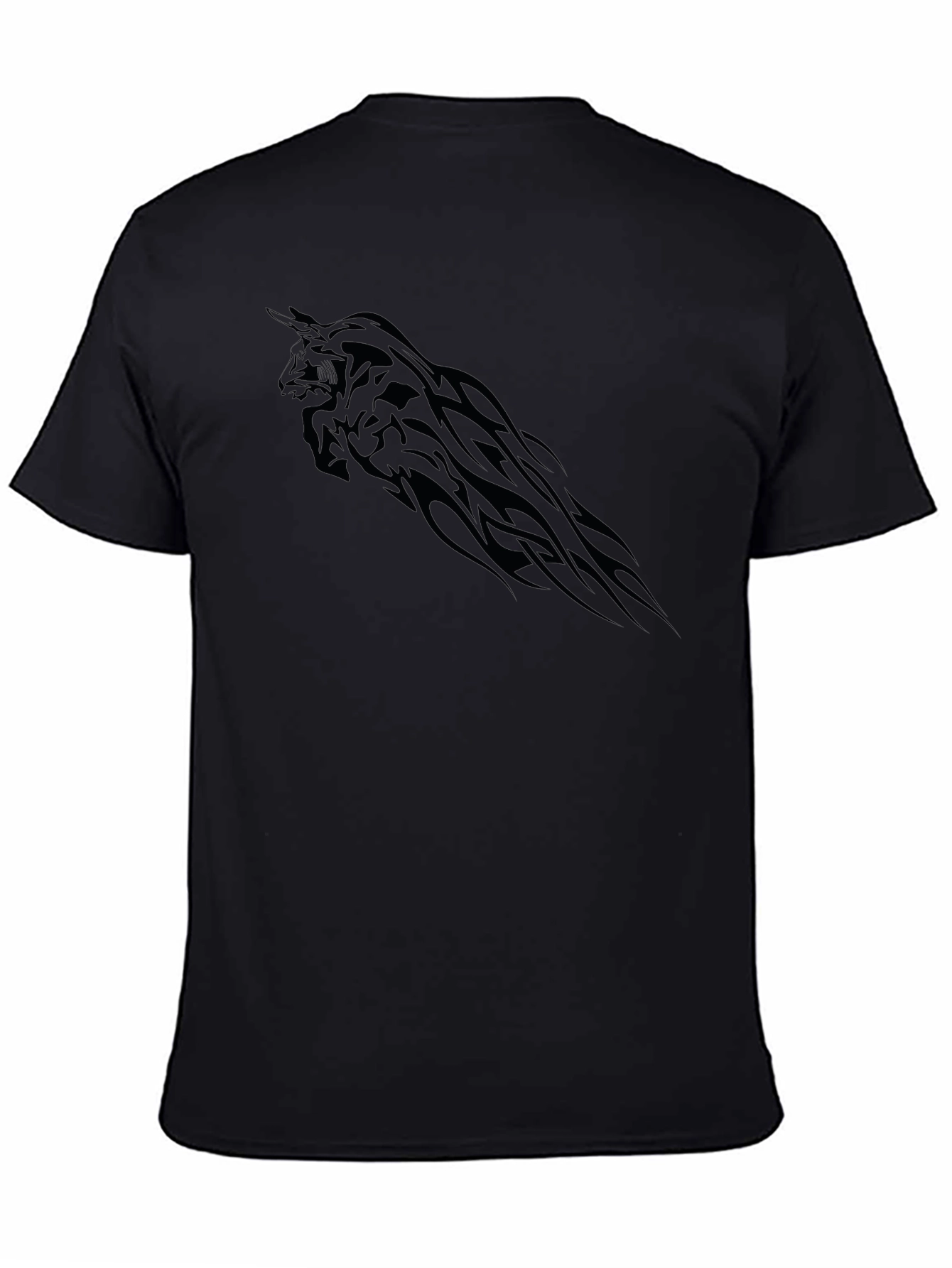 Black T-Shirt with Tribal Bull Graphic
