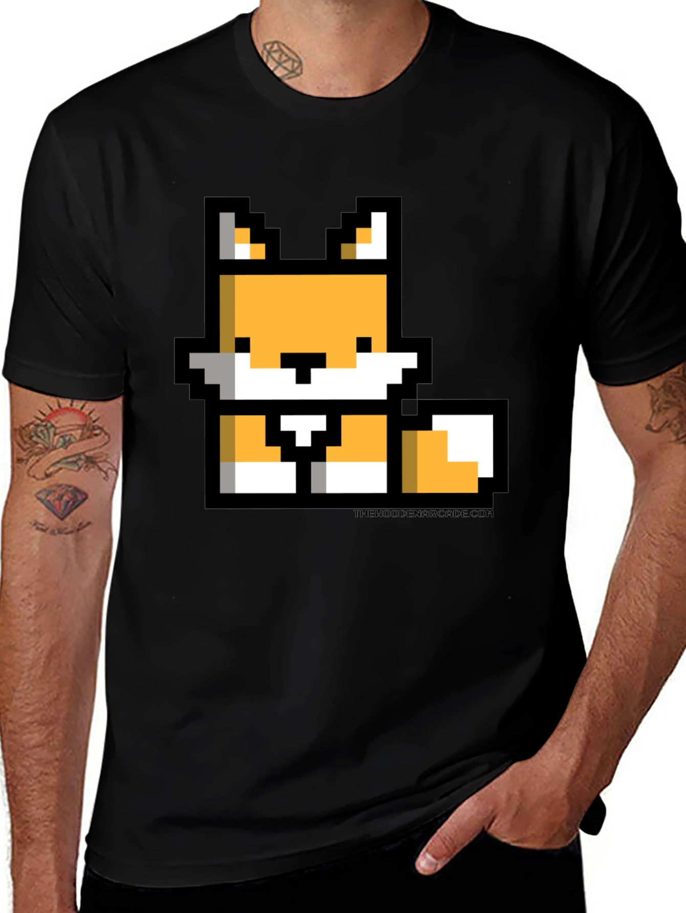 Pixel Fox Black T-Shirt - Gamer Style
