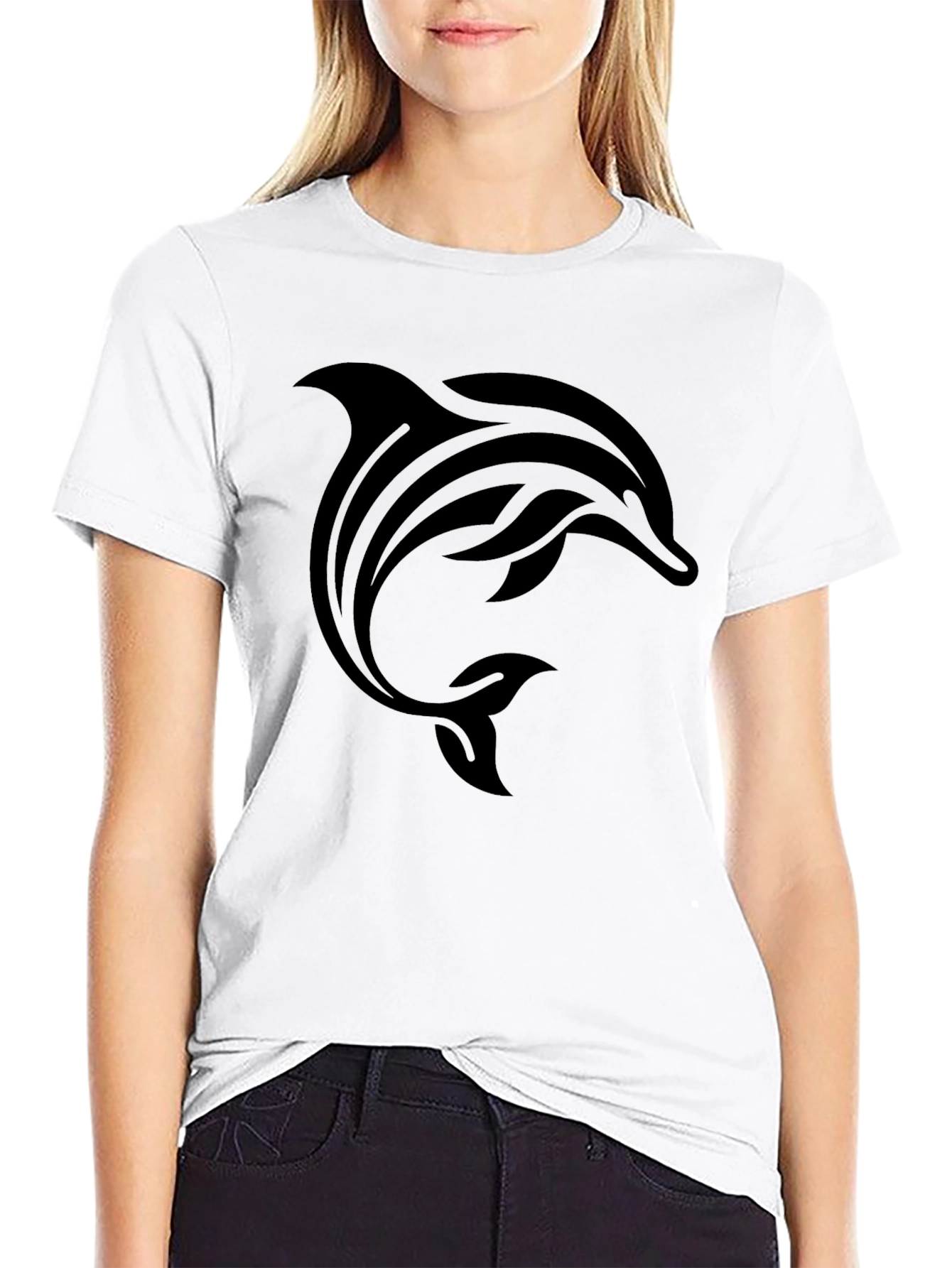 Mens Black Dolphin Graphic Tee - Stylish & Casual
