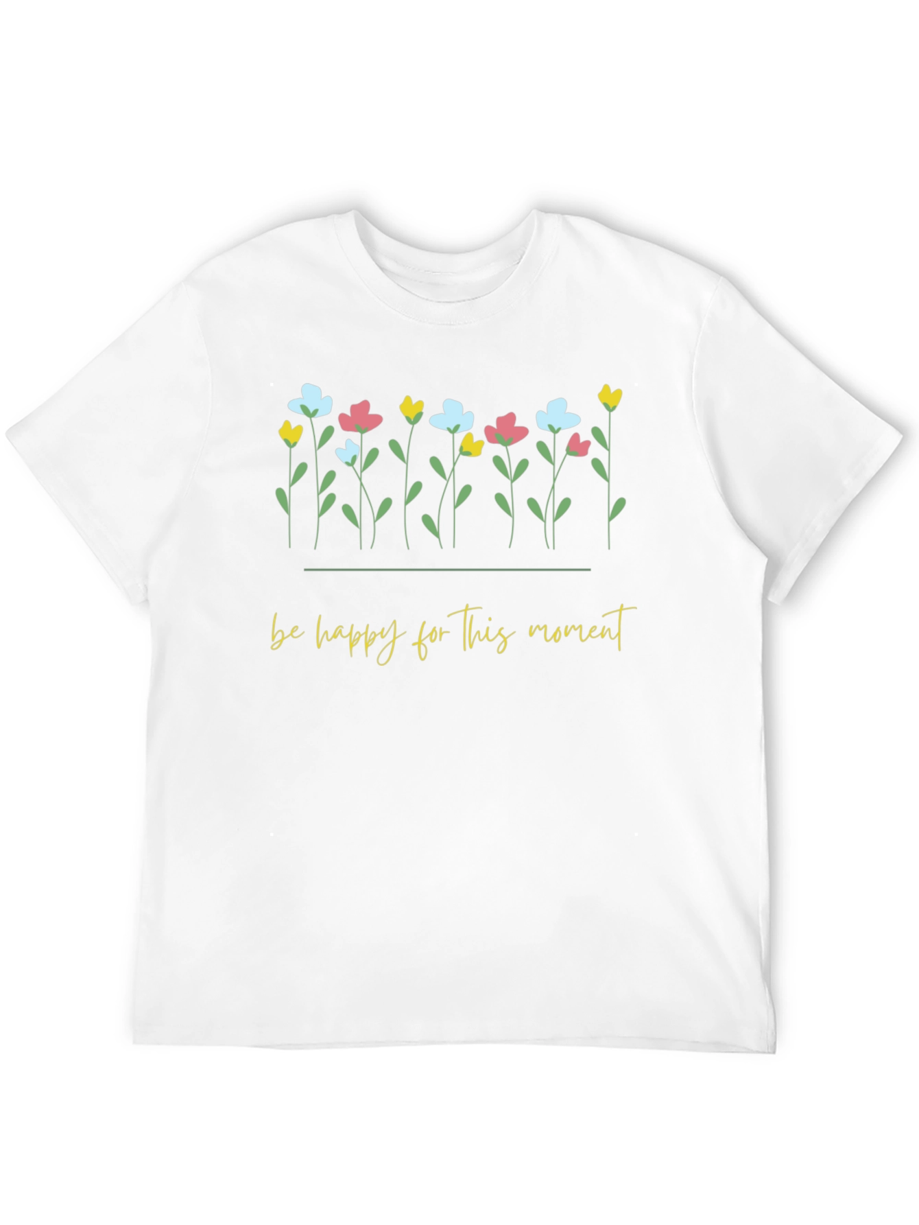 Floral Be Happy Black Graphic Tee