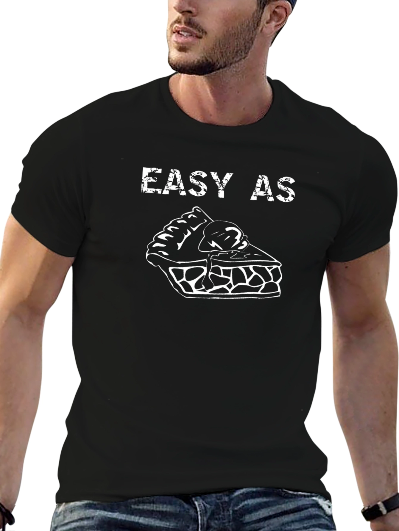 Easy As Pie Graphic Tee - Black Cotton T-Shirt