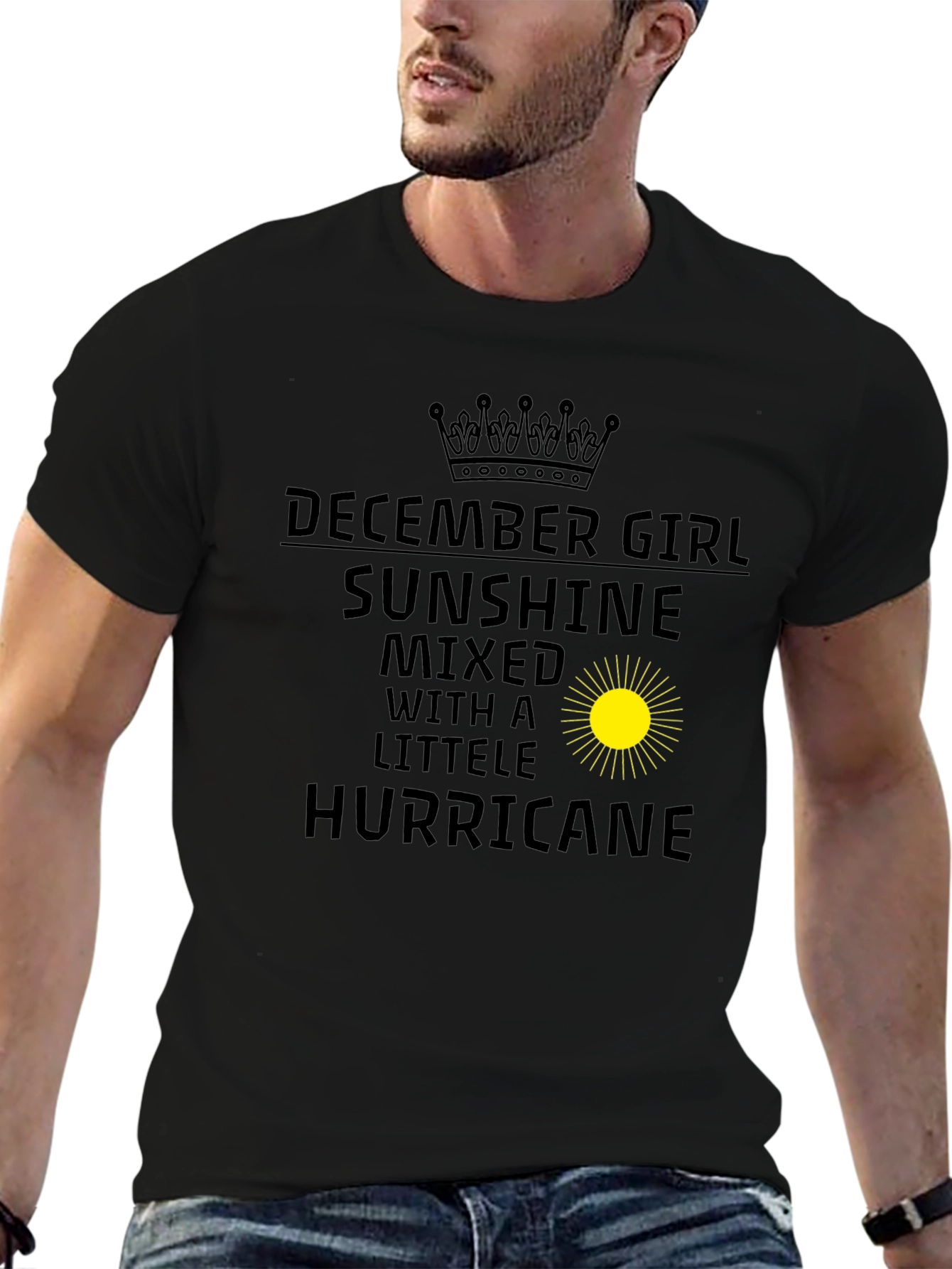 December Girl Sunshine Hurricane Black T-Shirt