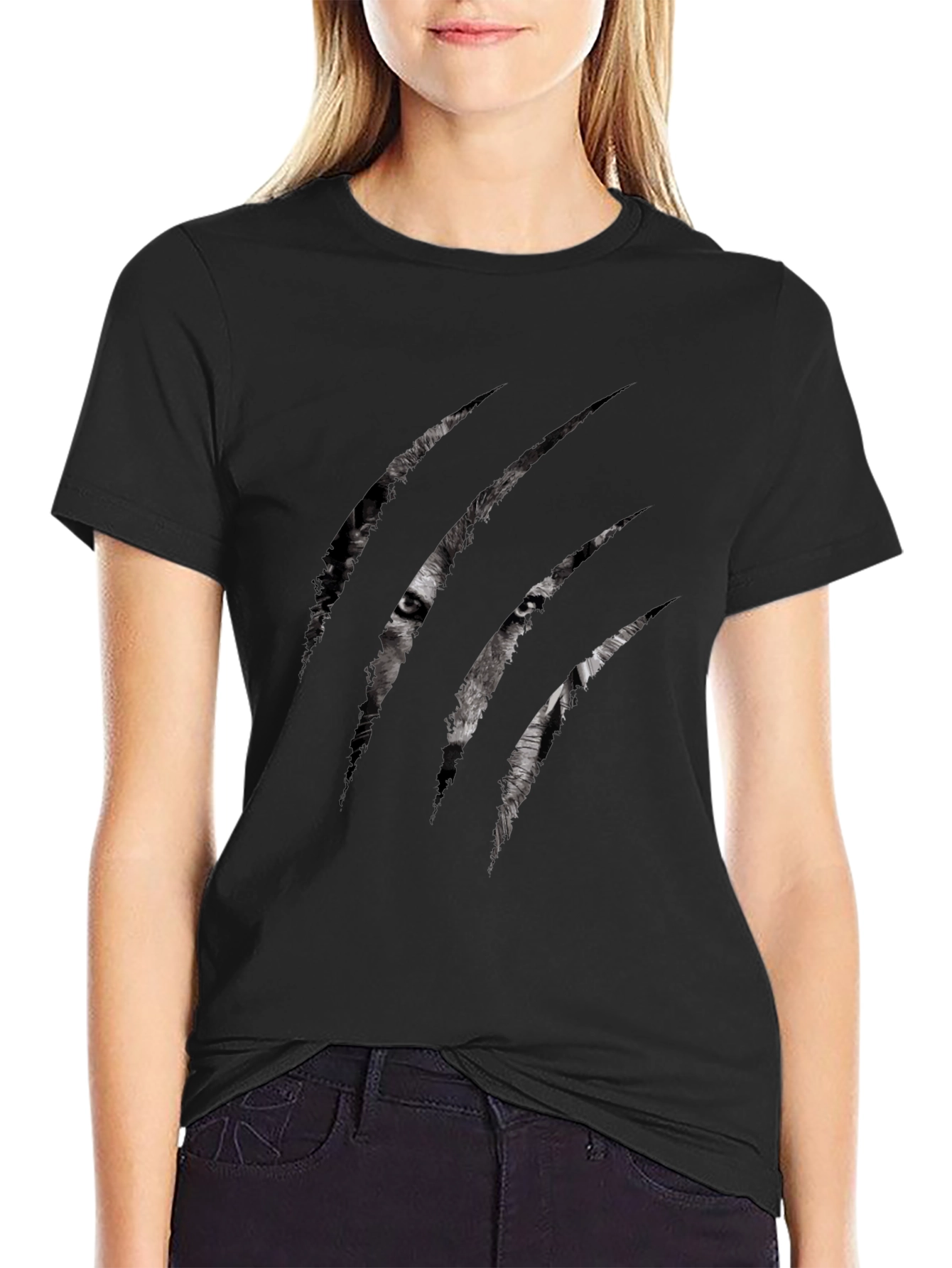 Mens Wolf Claw Graphic Black T-Shirt