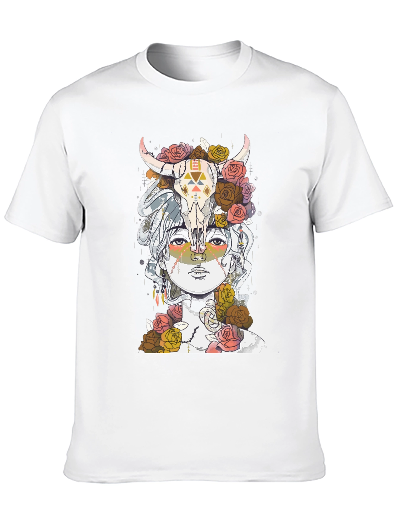 Skull & Floral T-Shirt - Artistic Graphic Tee