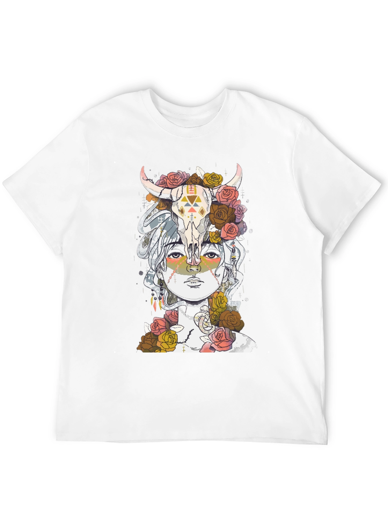 Skull & Floral T-Shirt - Artistic Graphic Tee