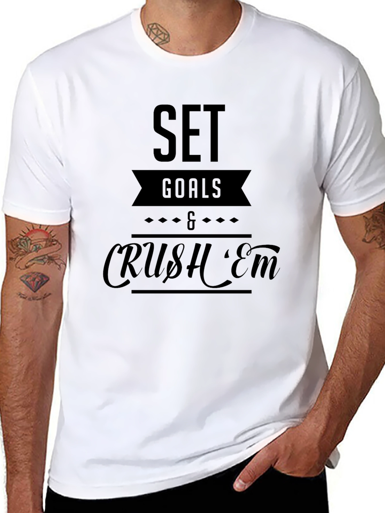 Set Goals & Crush Em Black Graphic T-Shirt