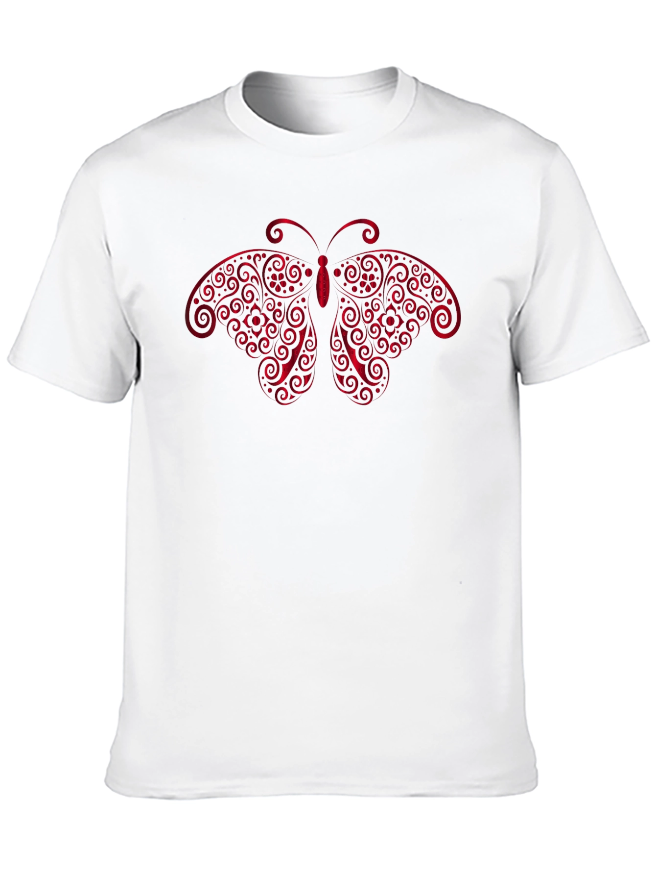 Black T-Shirt with Red Butterfly Graphic