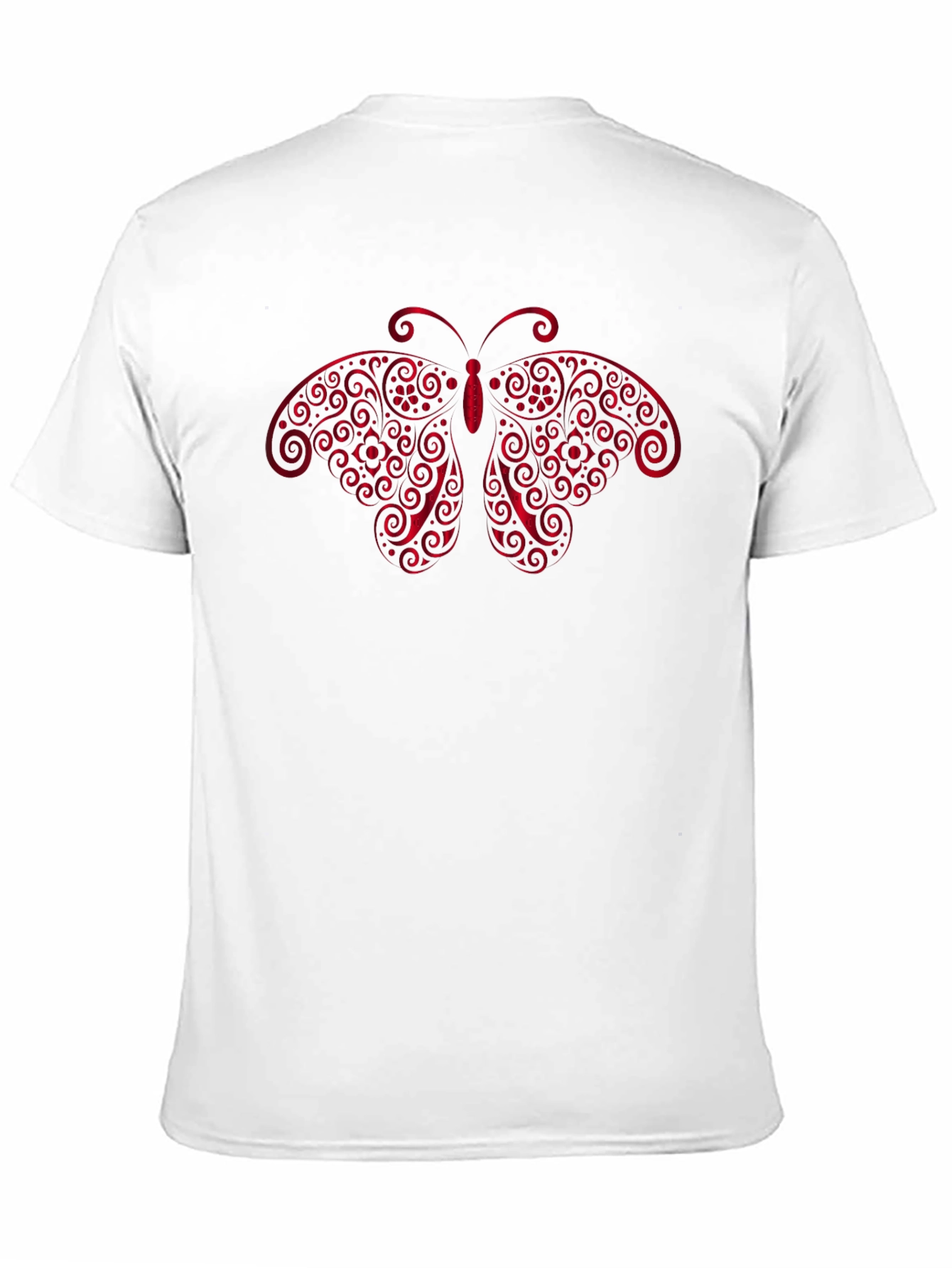 Black T-Shirt with Red Butterfly Graphic