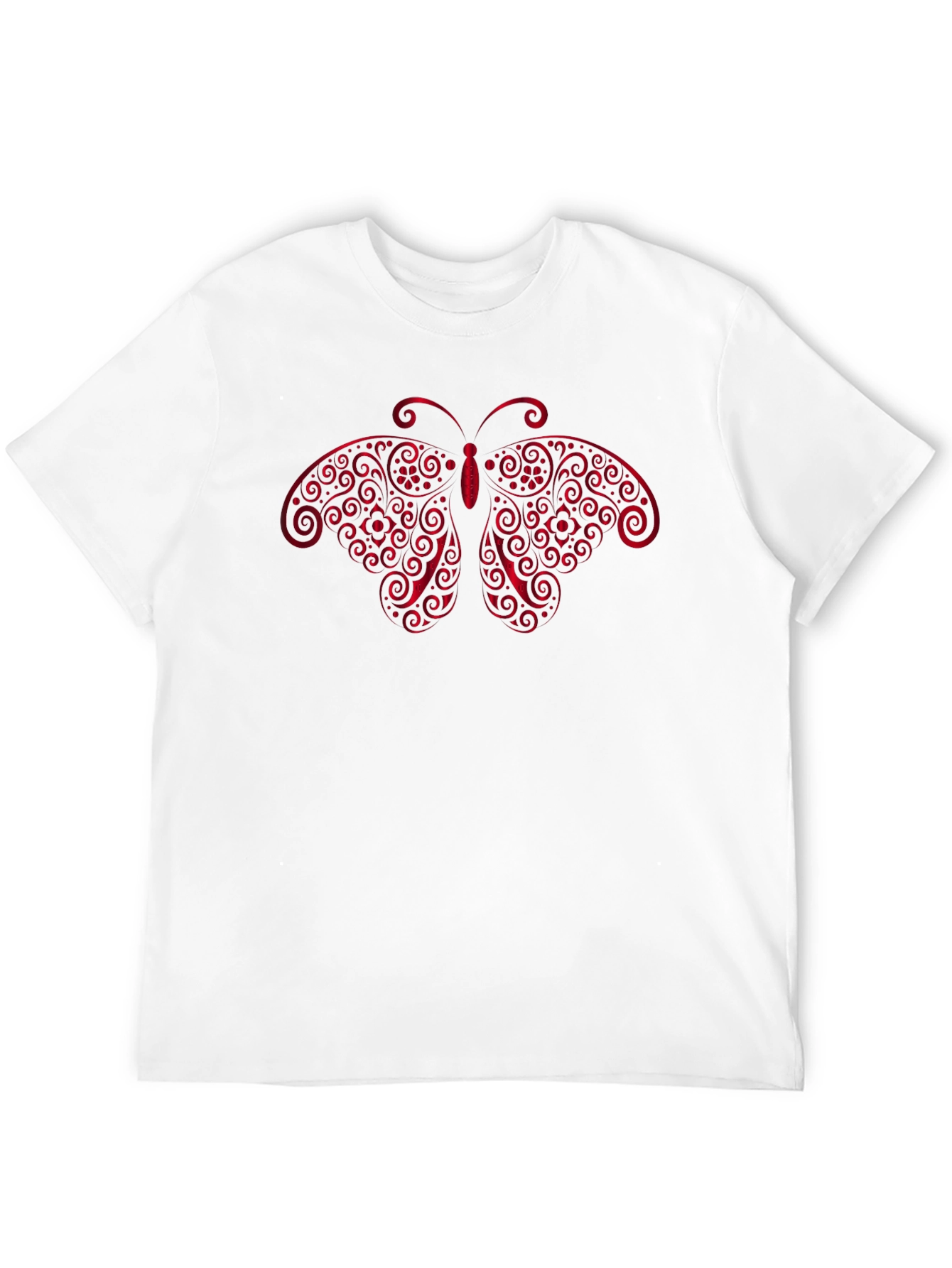 Black T-Shirt with Red Butterfly Graphic