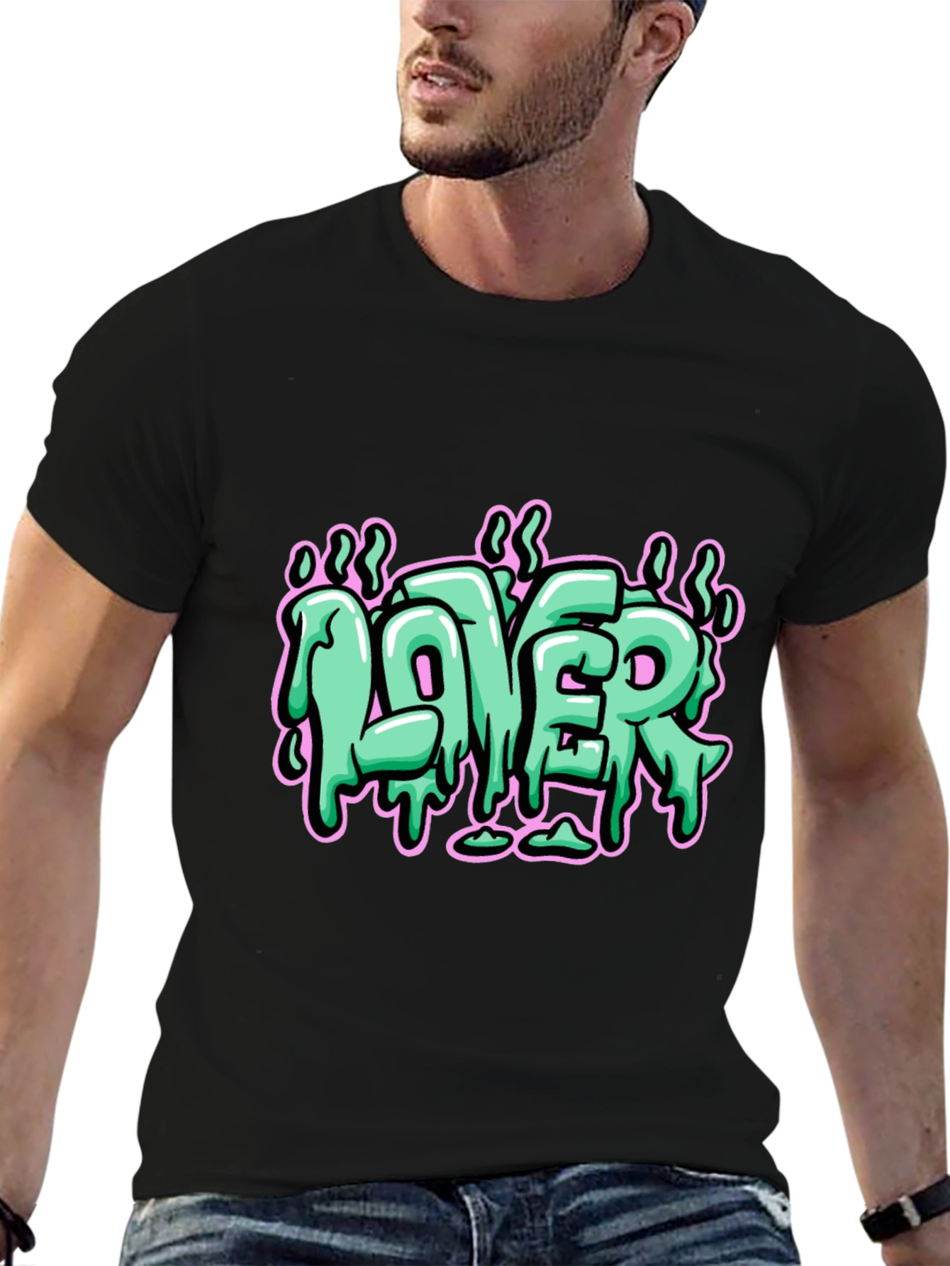 LOVER Graphic Print Black T-Shirt