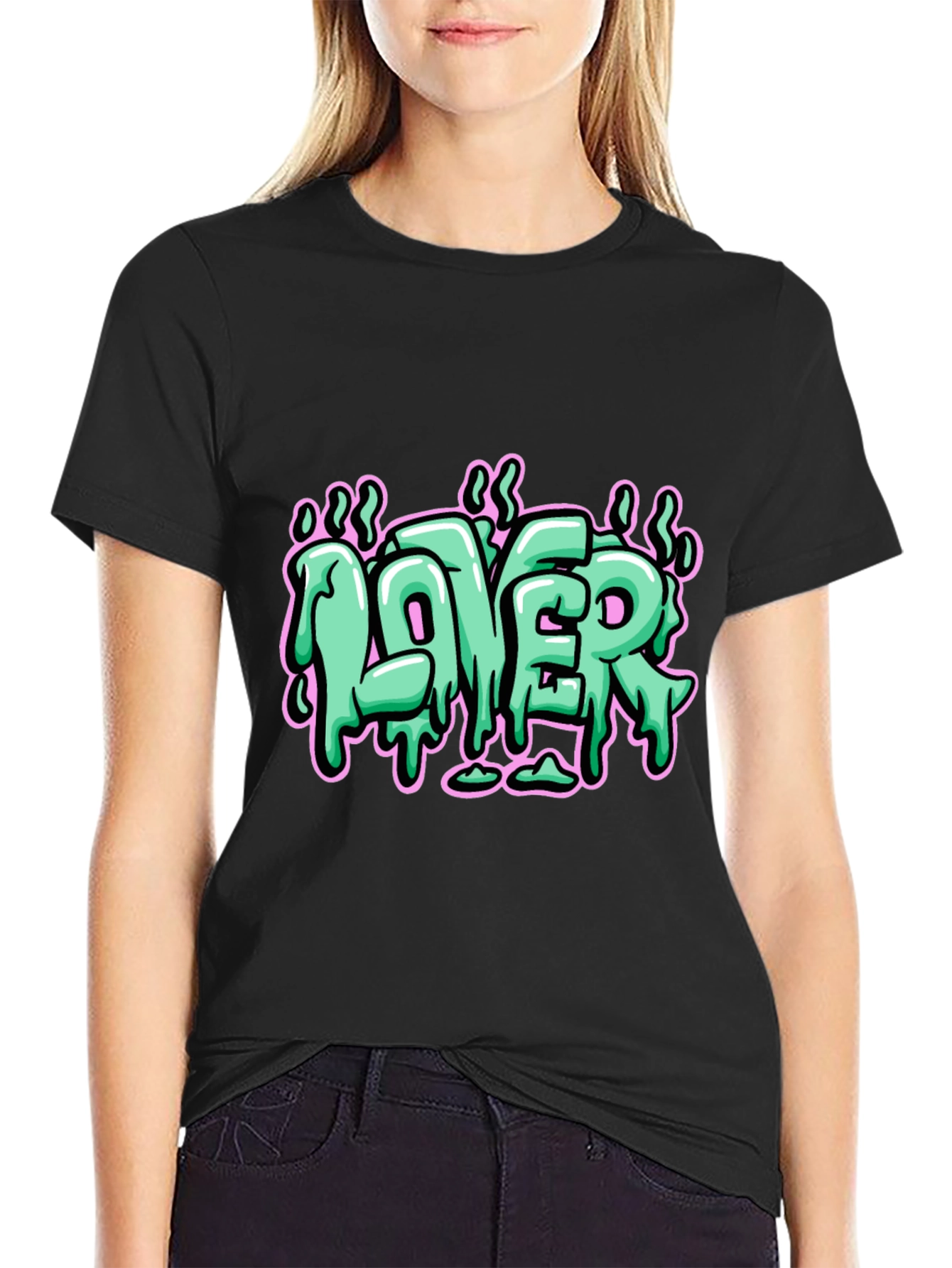 LOVER Graphic Print Black T-Shirt