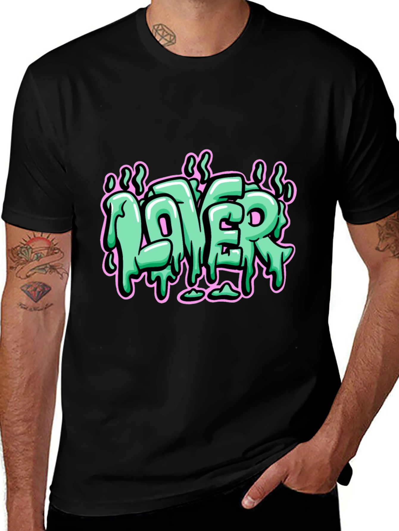 LOVER Graphic Print Black T-Shirt