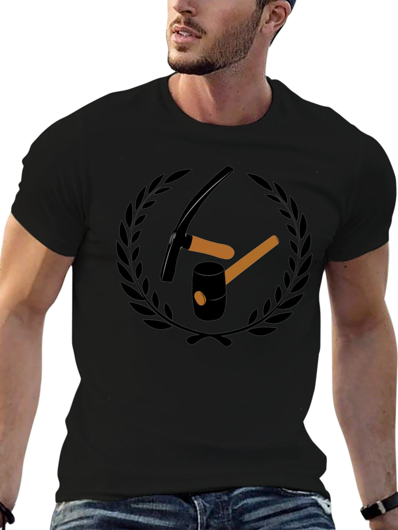 Mining Tools Graphic Tee - Black Cotton T-Shirt