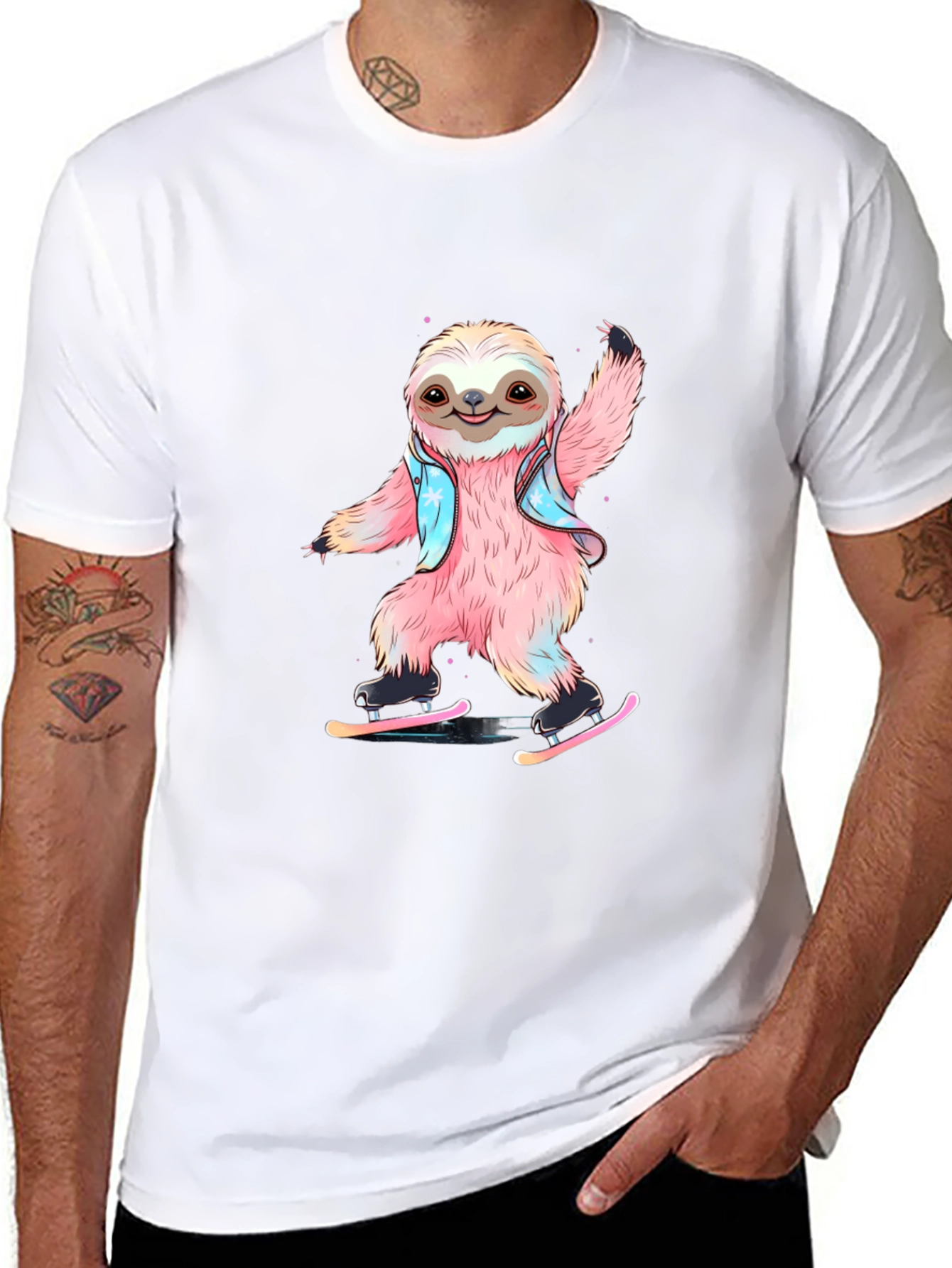 Sloth Ice Skating T-Shirt - Fun Graphic Tee